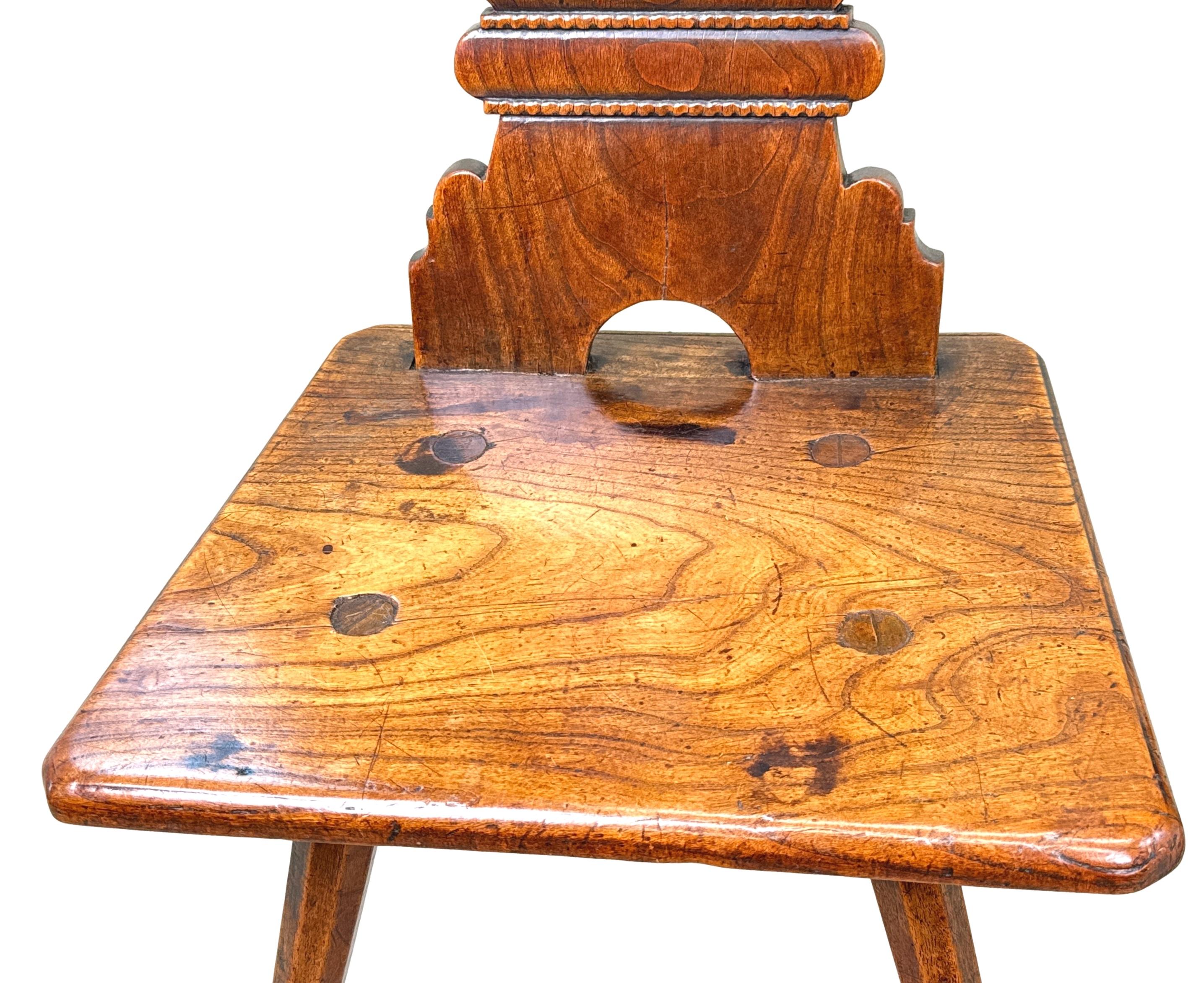 Early 19th Century Pair Of Folk Art Swiss Escabelle Chairs For Sale 6