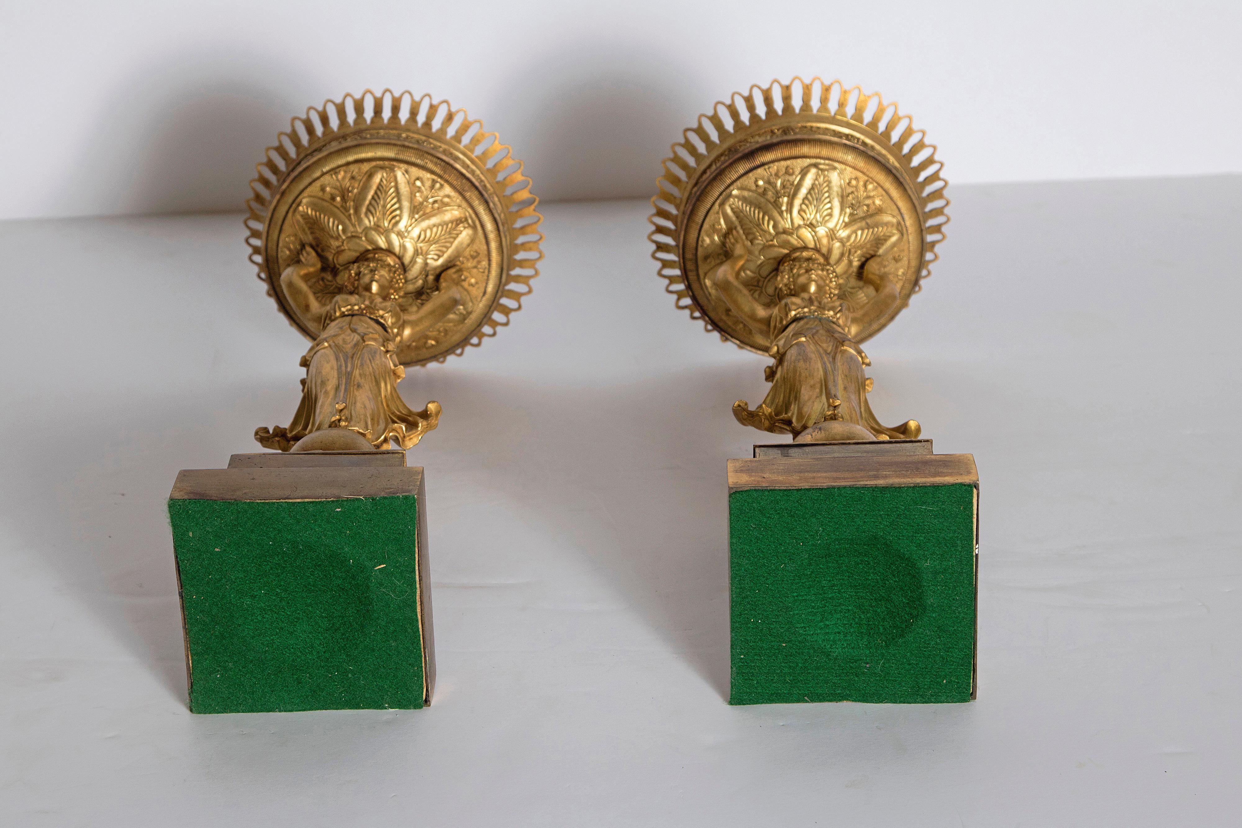 Early 19th Century Pair of French Empire Gilt Bronze Centerpiece Tazzzas 13