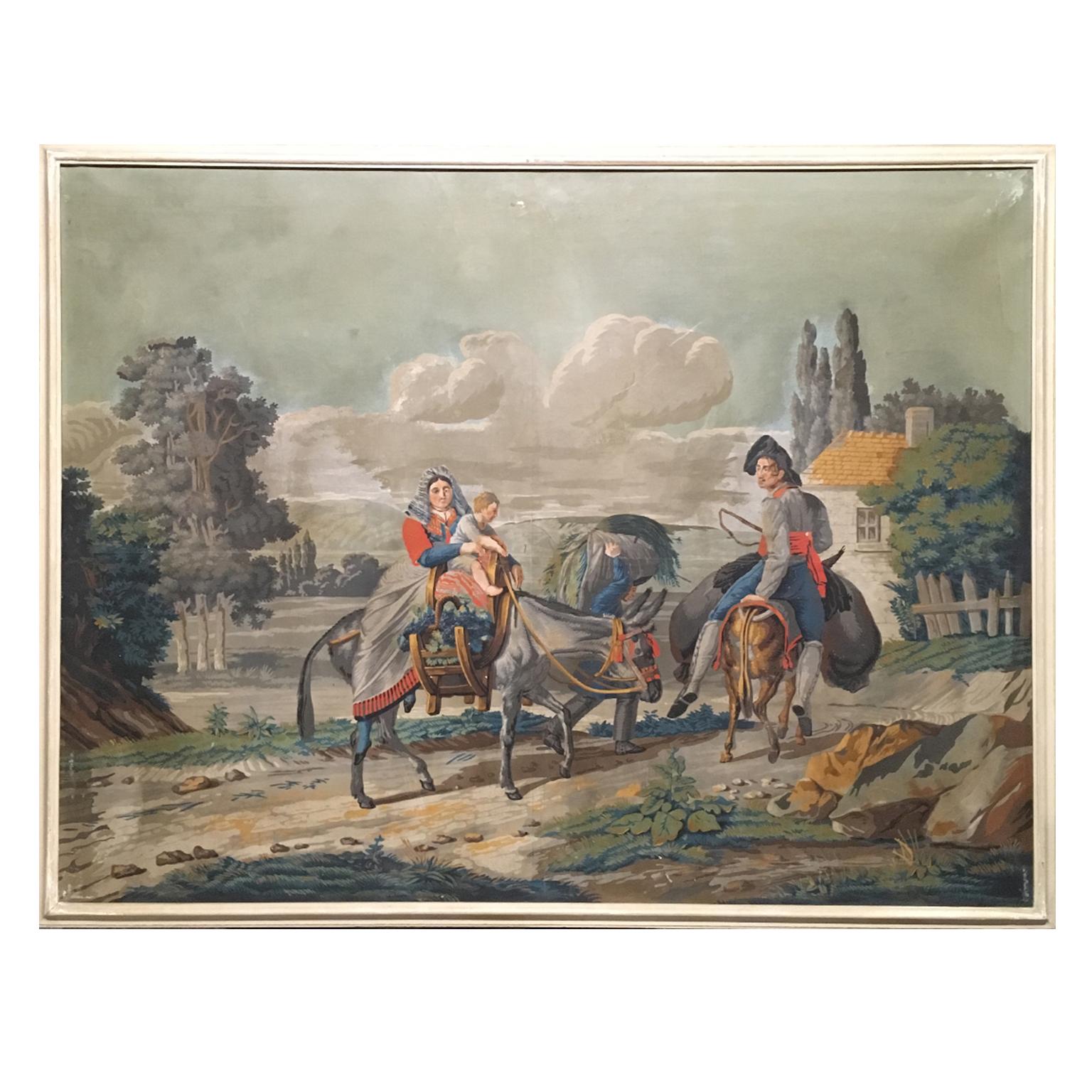 Early 19th Century Pair of French Tempera on Canvas Paintings For Sale 7
