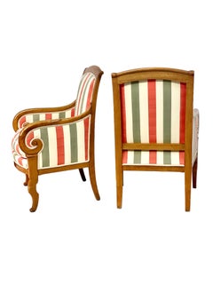 Antique Pair of French Walnut Bergeres Chairs called "Bergères à Crosses"