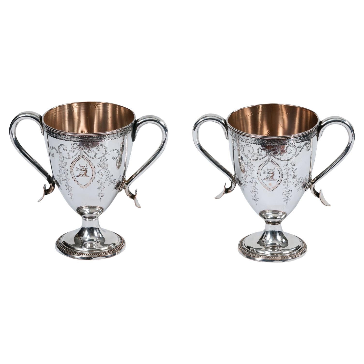 Early 19th Century Pair of George III Sheffield Silver Plated ‘Loving Cups’