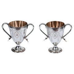 Early 19th Century Pair of George III Sheffield Silver Plated ‘Loving Cups’