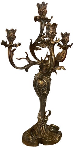 Early 19th Century Pair of Gilt Bronze Candelabras in the Manner of Henry Dasson