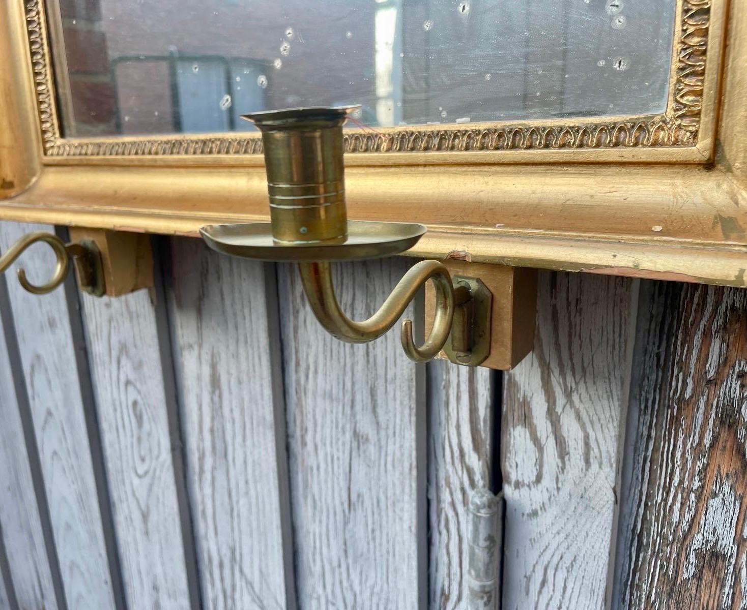 Pareja de espejos de pared dorados de principios del siglo XIX Portavelas en Bueno estado para la venta en Haddonfield, NJ