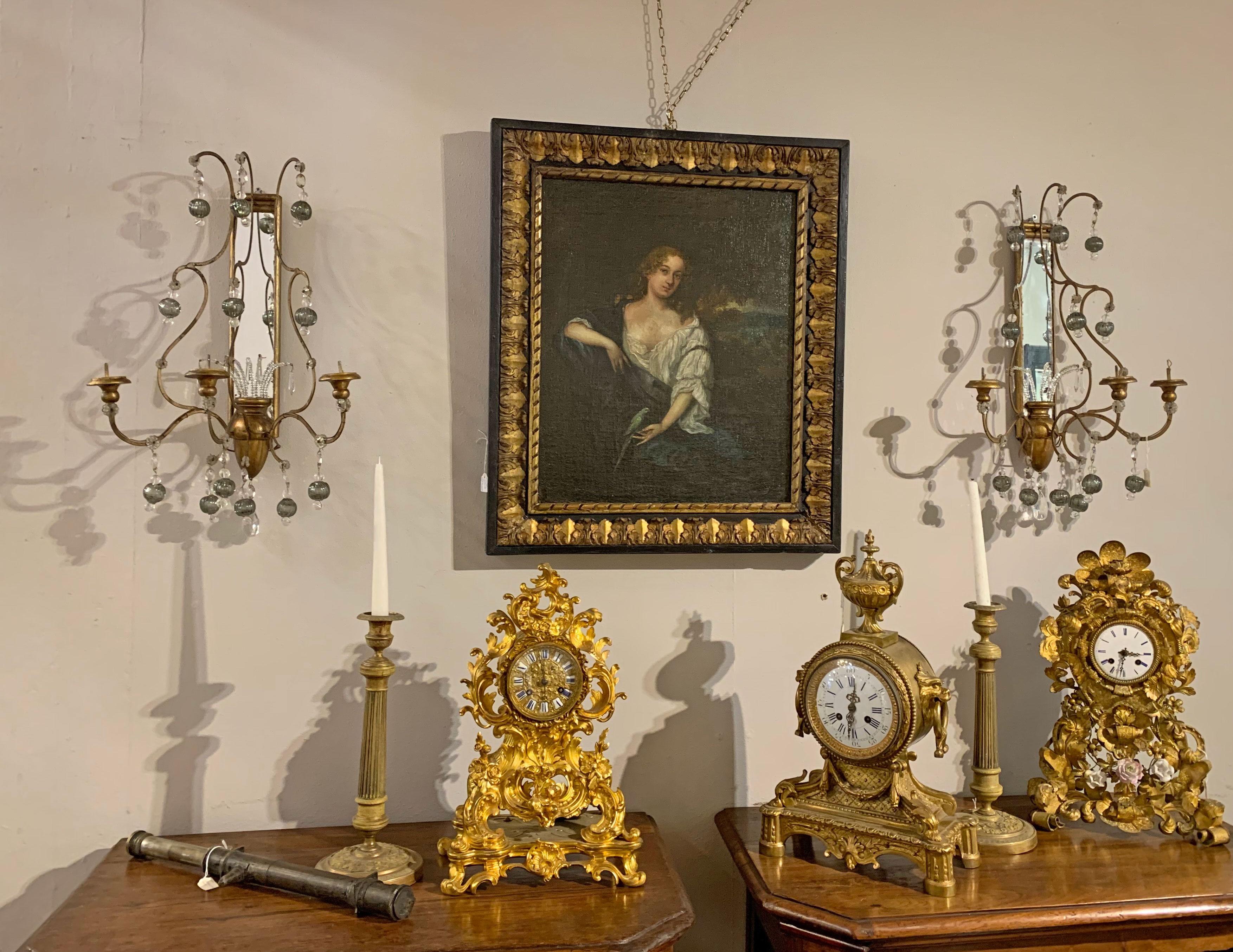 Early 19th Century Pair of Golden Empire Appliques with Mirror In Good Condition In Firenze, FI