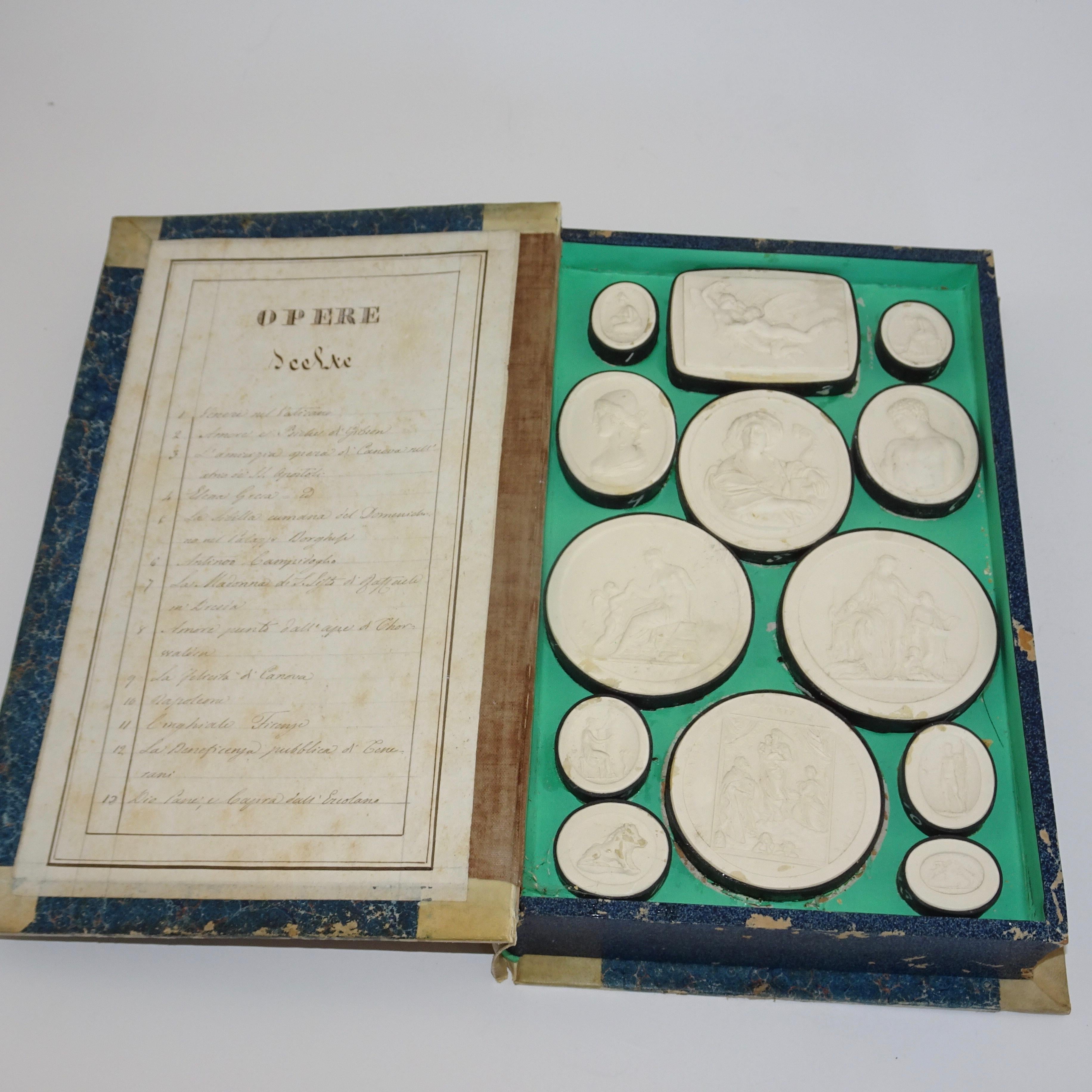 Italian Early 19th Century Pair of Grand Tour Intagilos in a Box Designed as a Book For Sale