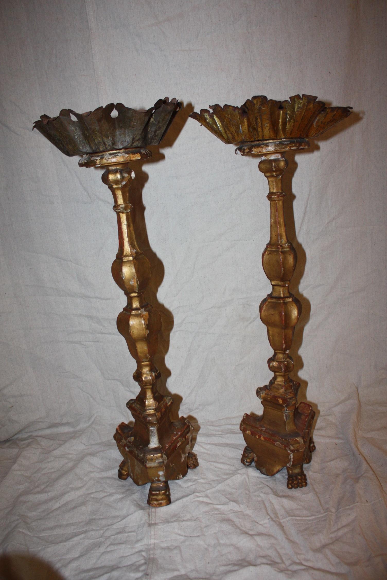 French Early 19th Century Pair of Italian Candlesticks