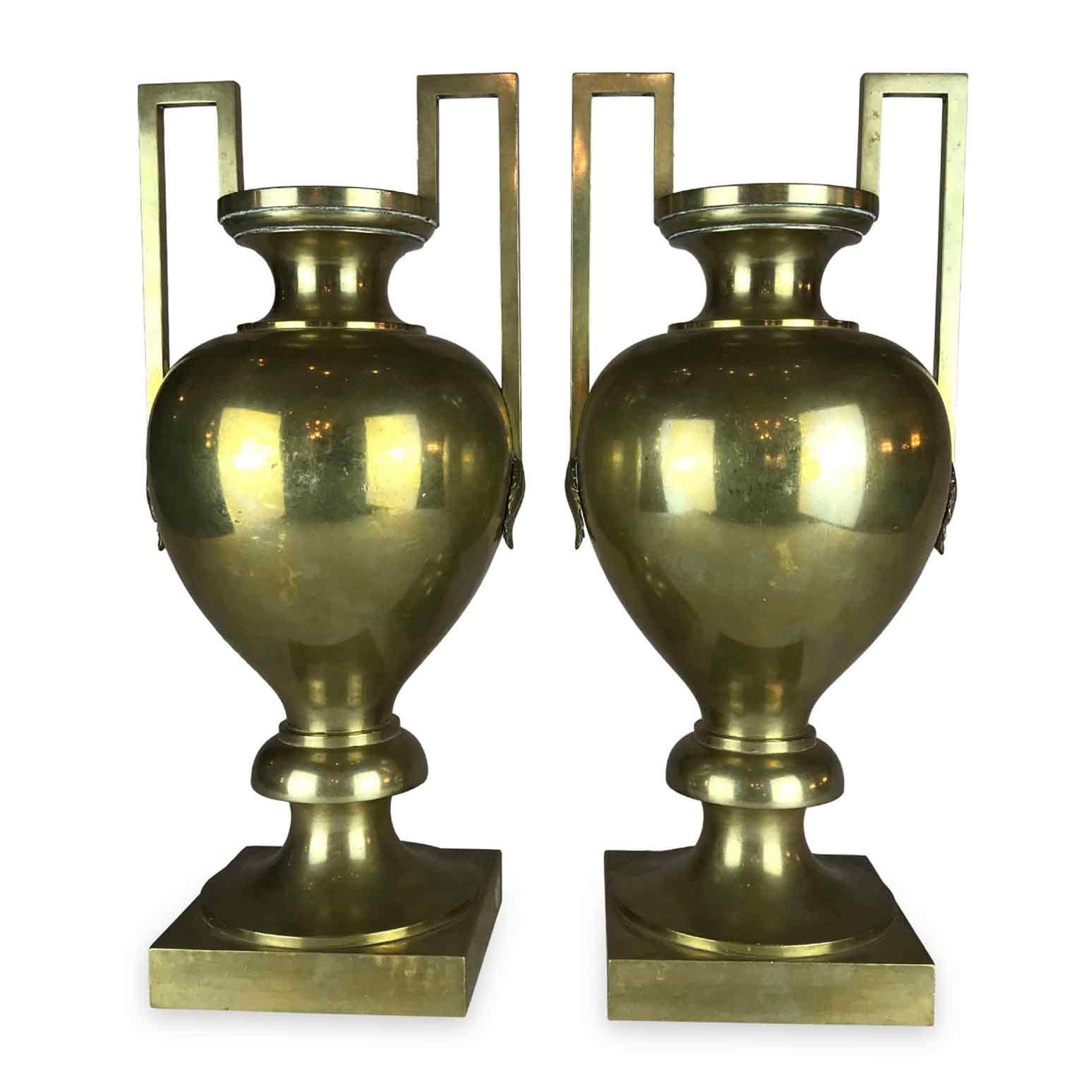 Pair of Large Italian Table Lamps 19th Century Empire Neoclassical Bronze Urns  4