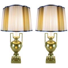 Pair of Large Italian Table Lamps 19th Century Empire Neoclassical Bronze Urns