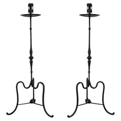 Early 19th Century Pair of Italian Wrought Iron Church Torchères, Candleholders