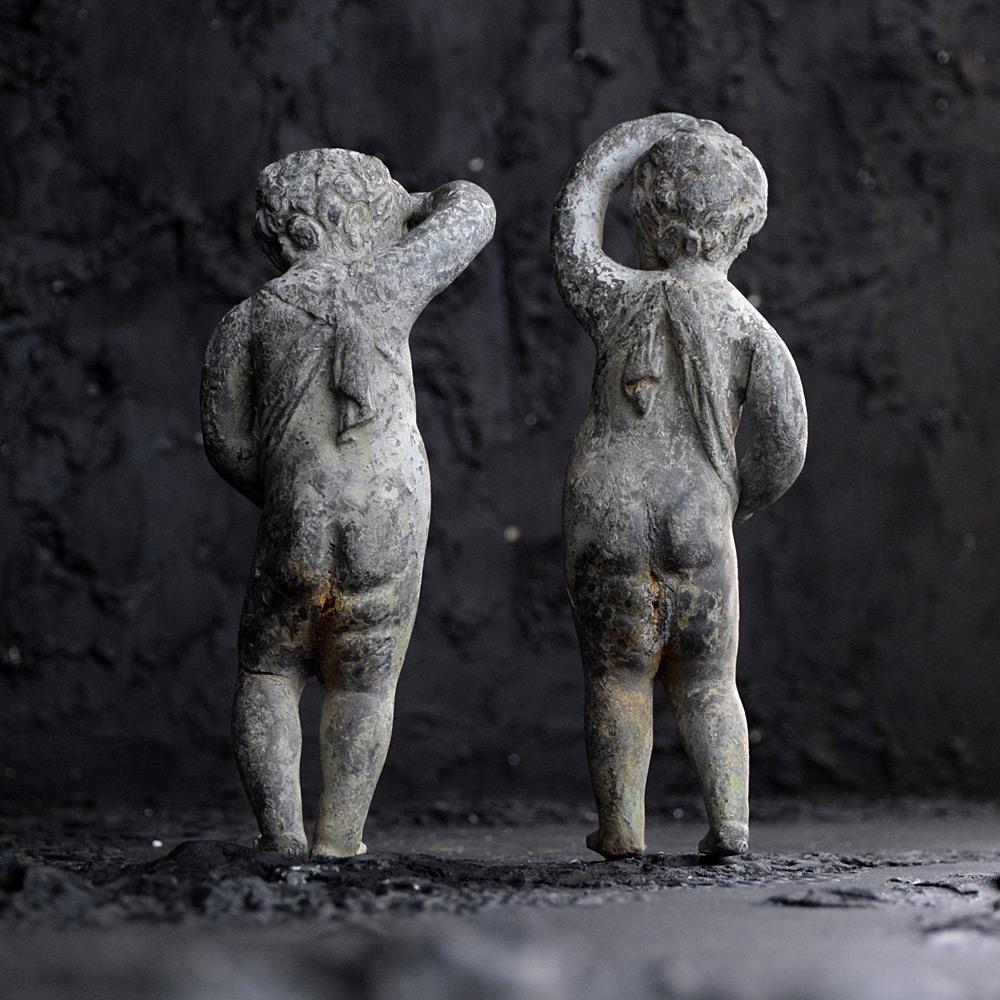 Early 19th Century Pair of Lead Putti Figures 3