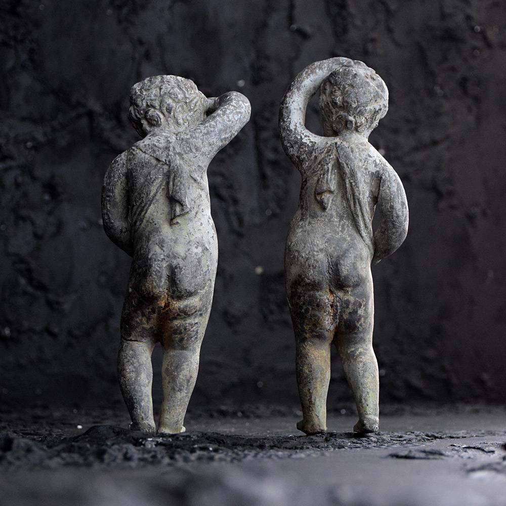 Early 19th Century Pair of Lead Putti Figures For Sale 3