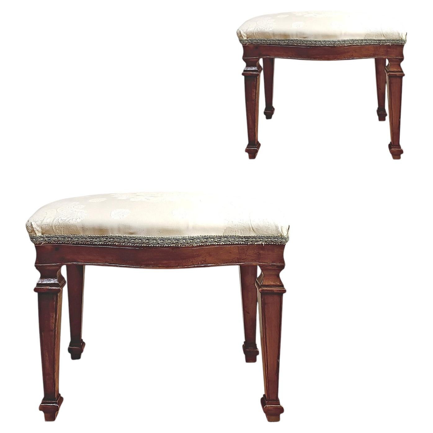 EARLY 19th CENTURY PAIR OF NEOCLASSIC STYLE STOOLS For Sale