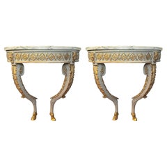 Early 19th Century Pair of Neoclassical Demi-lune Console Tables