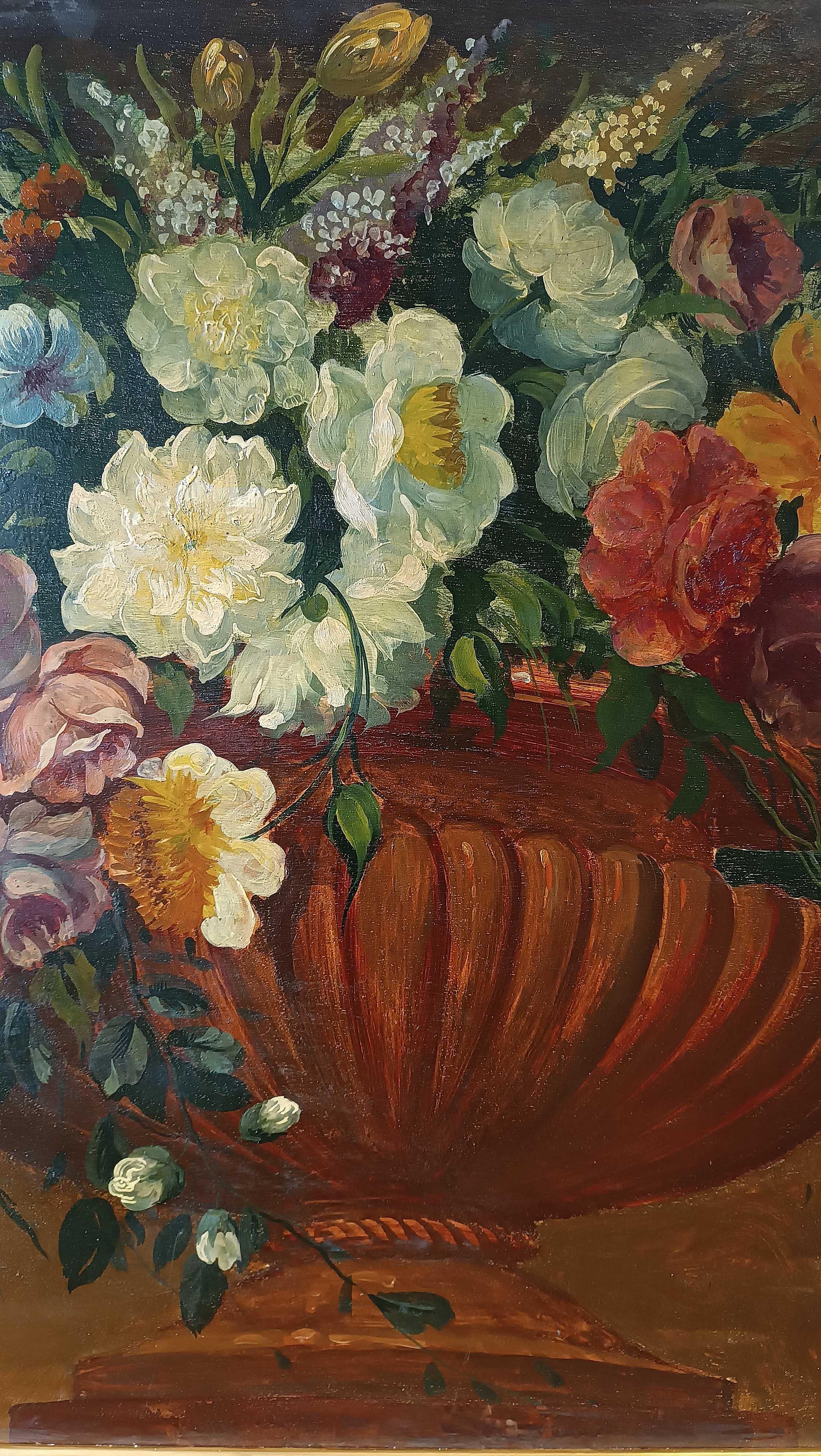EARLY 19th CENTURY PAIR OF PAINTINGS WITH FLOWERS For Sale 4