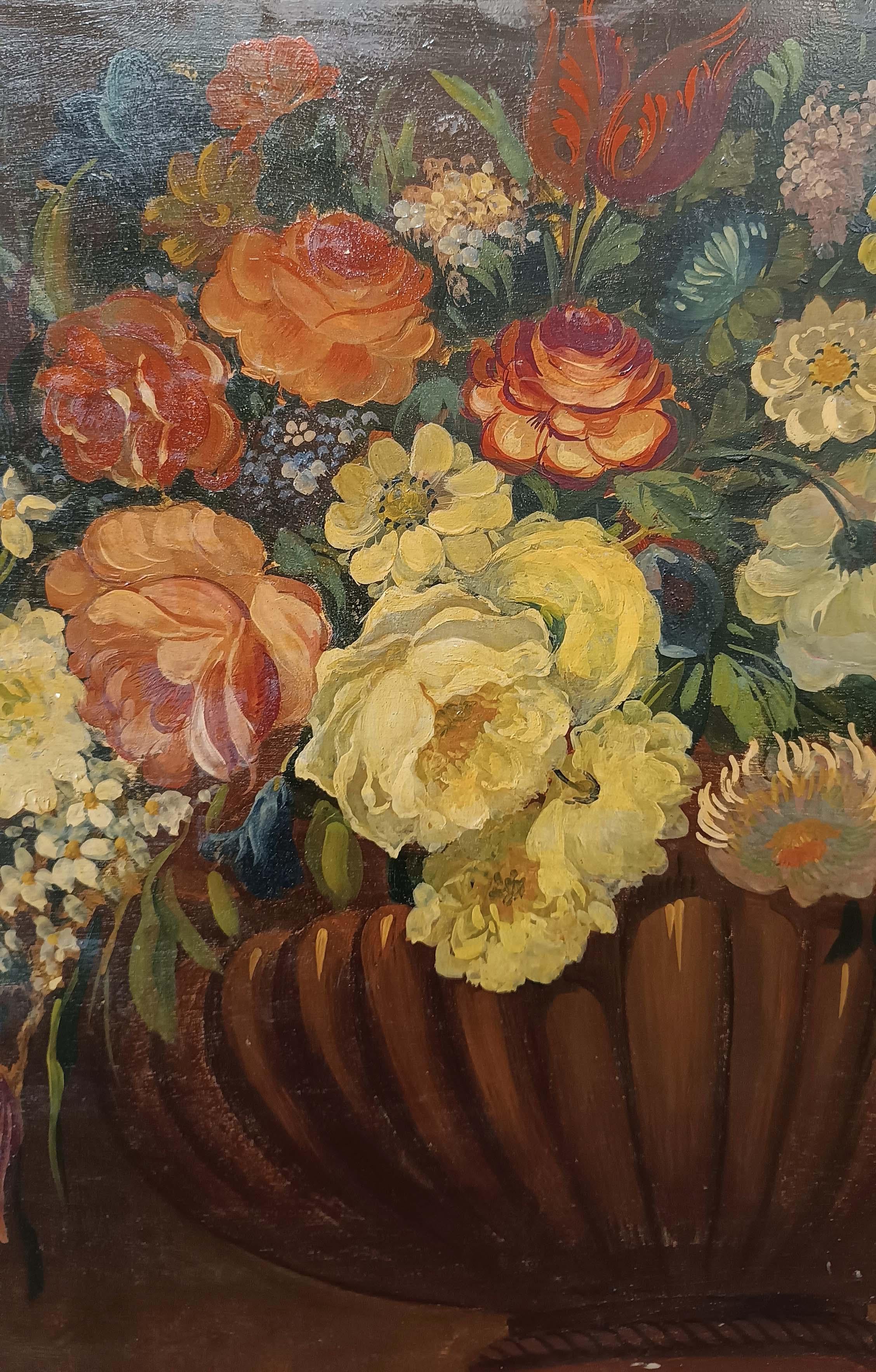 EARLY 19th CENTURY PAIR OF PAINTINGS WITH FLOWERS For Sale 5