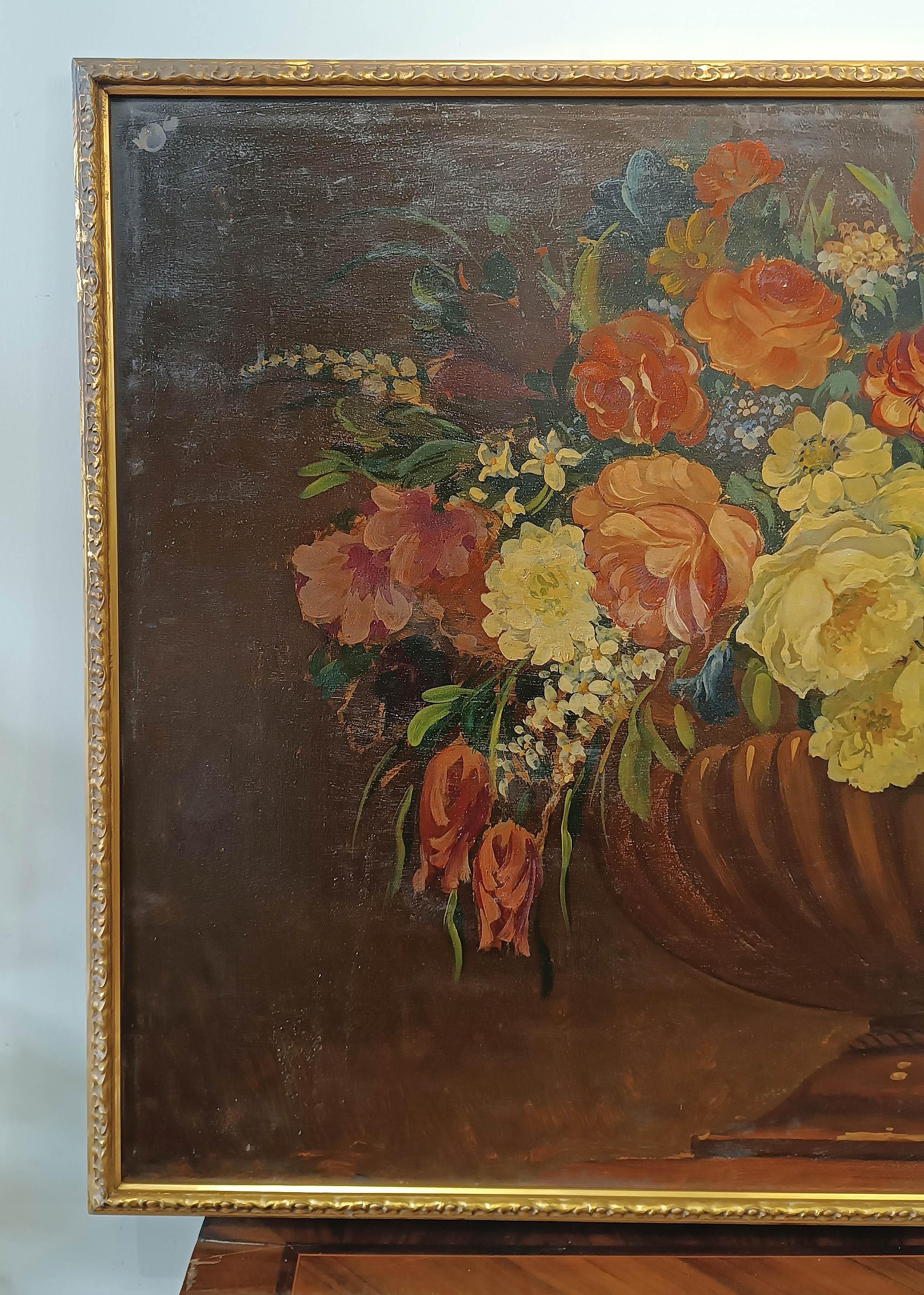 19th Century EARLY 19th CENTURY PAIR OF PAINTINGS WITH FLOWERS For Sale