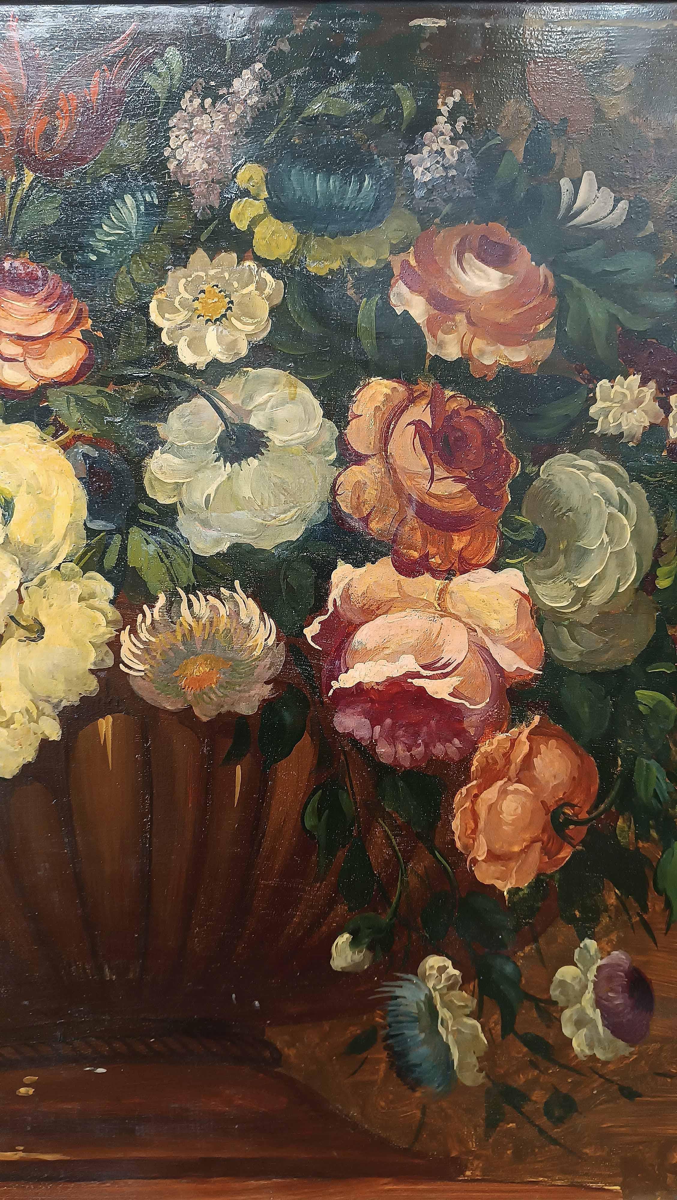 EARLY 19th CENTURY PAIR OF PAINTINGS WITH FLOWERS For Sale 1