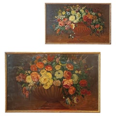 EARLY 19th CENTURY PAIR OF PAINTINGS WITH FLOWERS