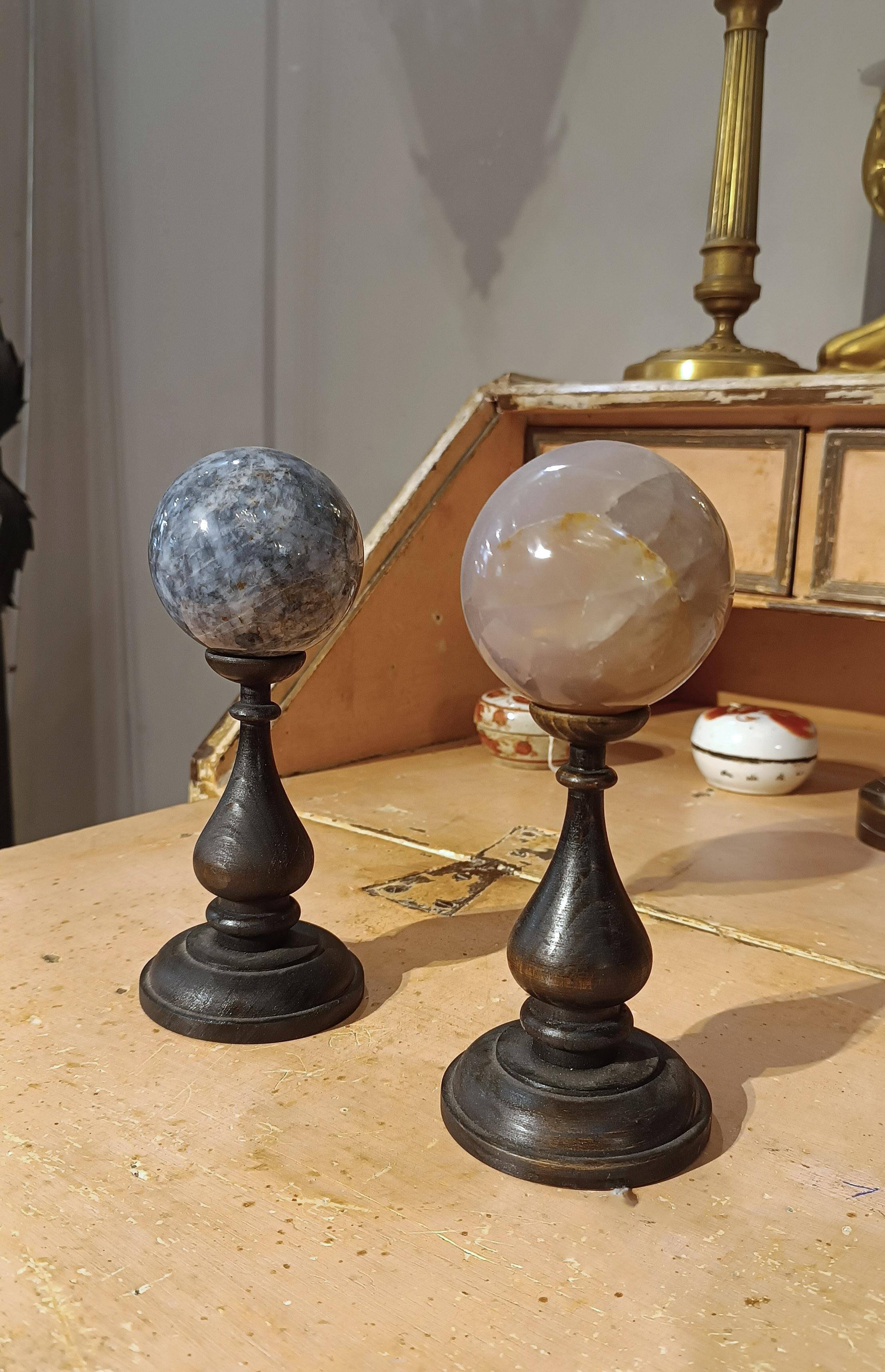 Hand-Carved EARLY 19th CENTURY PAIR OF QUARTZ SPHERES For Sale