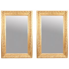 Antique Early 19th Century Pair of Rectangular Gilt Overmantles