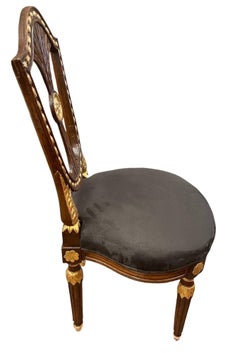 Early 19th Century Pair of Russian Neoclassical Parcel-Gilt Side Chairs