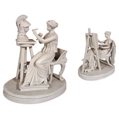 PAIRE DE SCULPTURES DU DÉBUT DU 19e SIÈCLE ALLEGORIE DES ARTS 