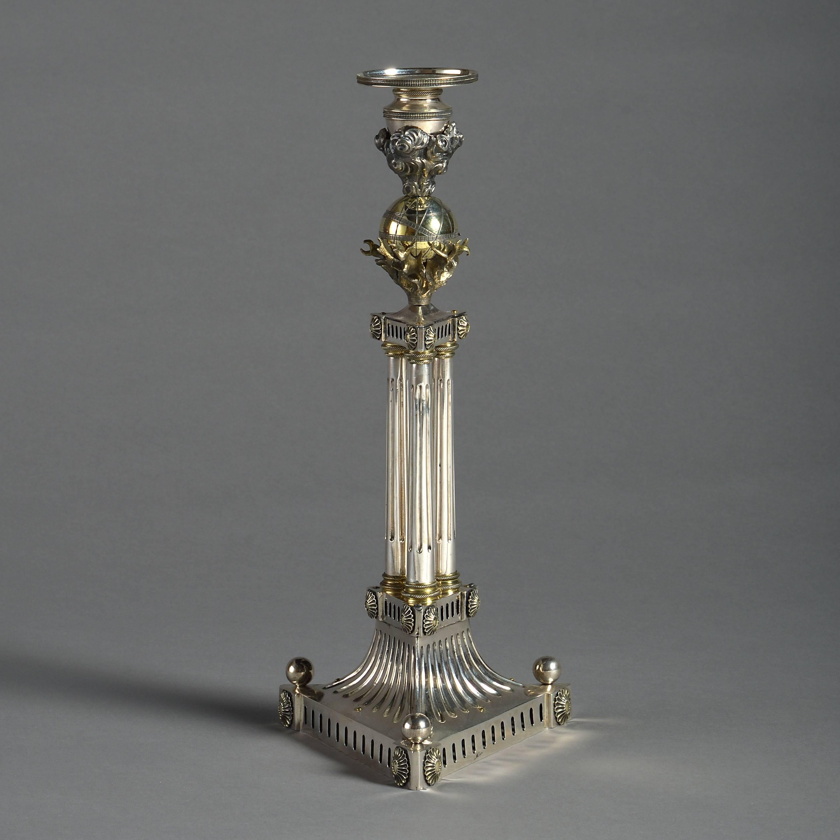 Early 19th Century Pair of Silver Plate and Ormolu Candlesticks 1