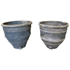 Early 19th Century Pair of Spanish Black Terracotta Urns