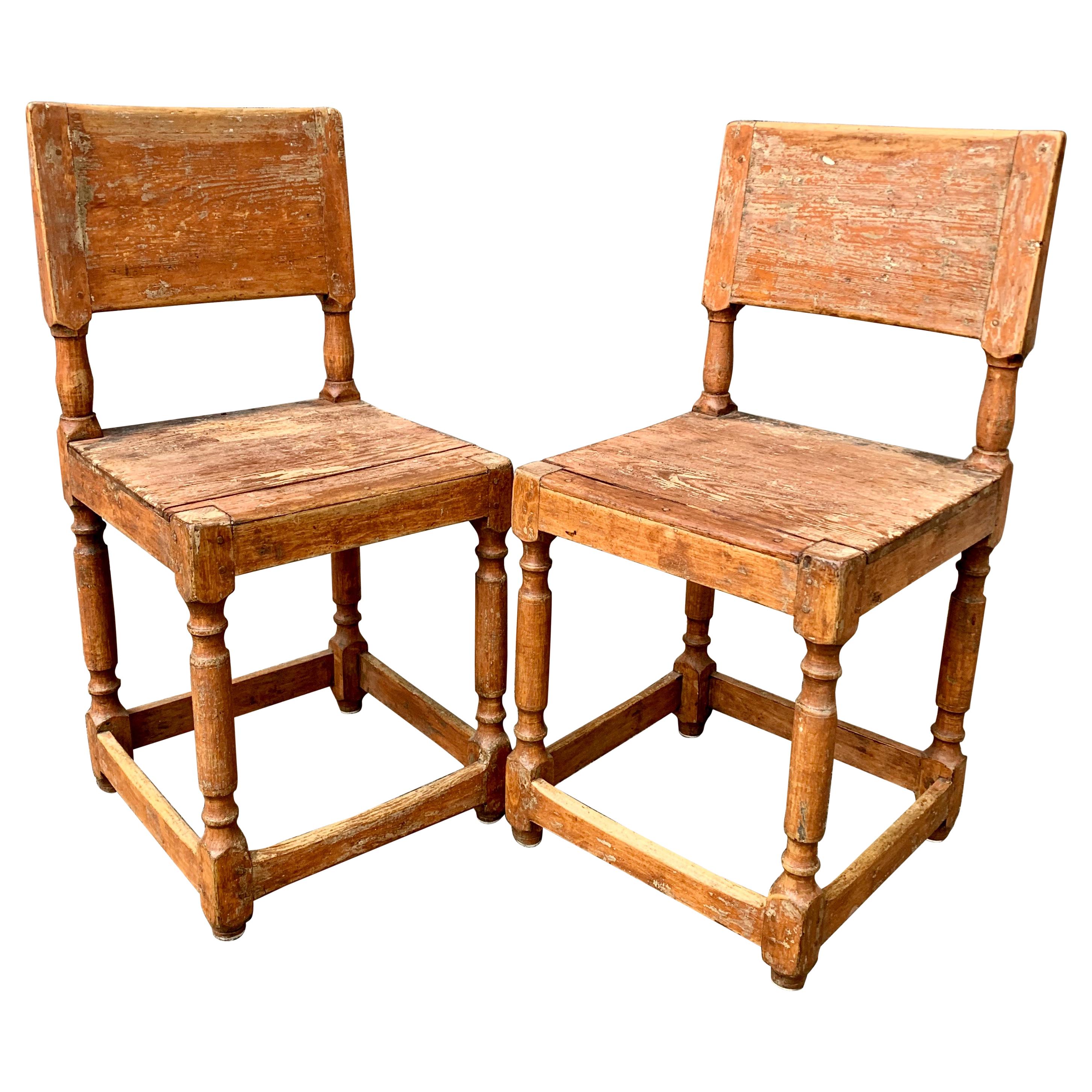 Early 19th Century Pair of Swedish Folk Art Chairs