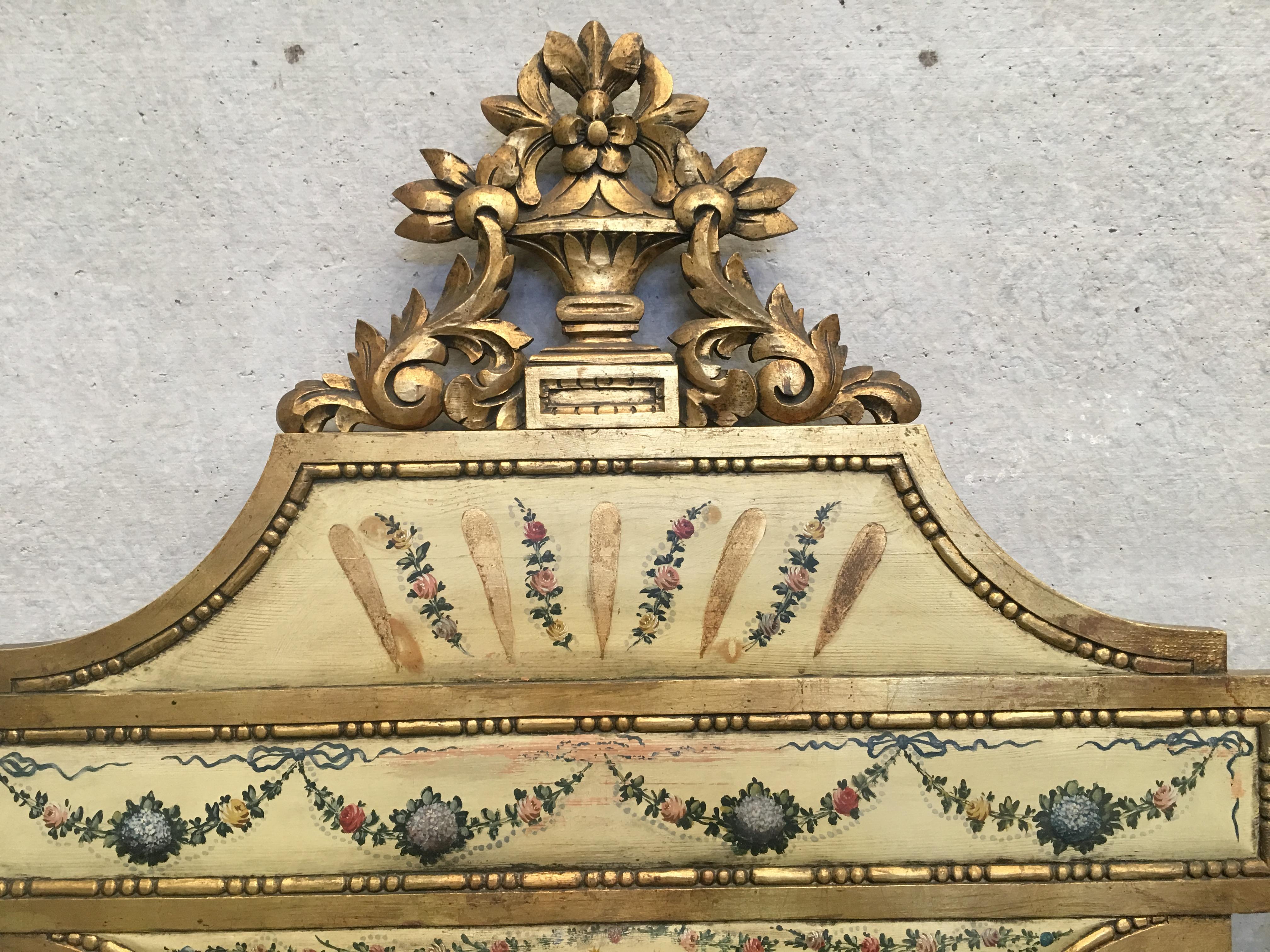 Spanish Early 19th Century Pair of Venetian Polychromed Headboards Featured Madonna