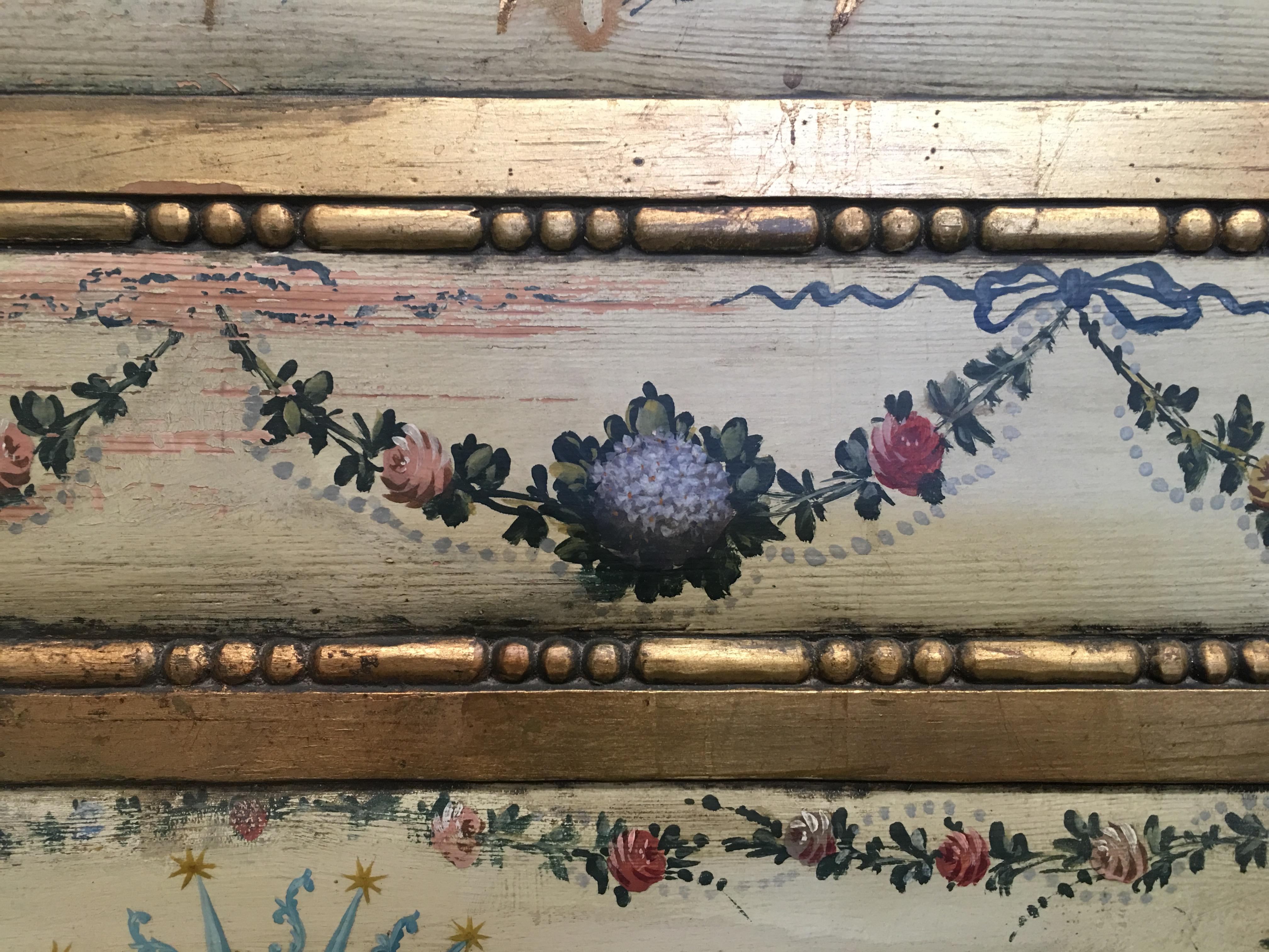 Early 19th Century Pair of Venetian Polychromed Headboards Featured Madonna In Good Condition In Miami, FL