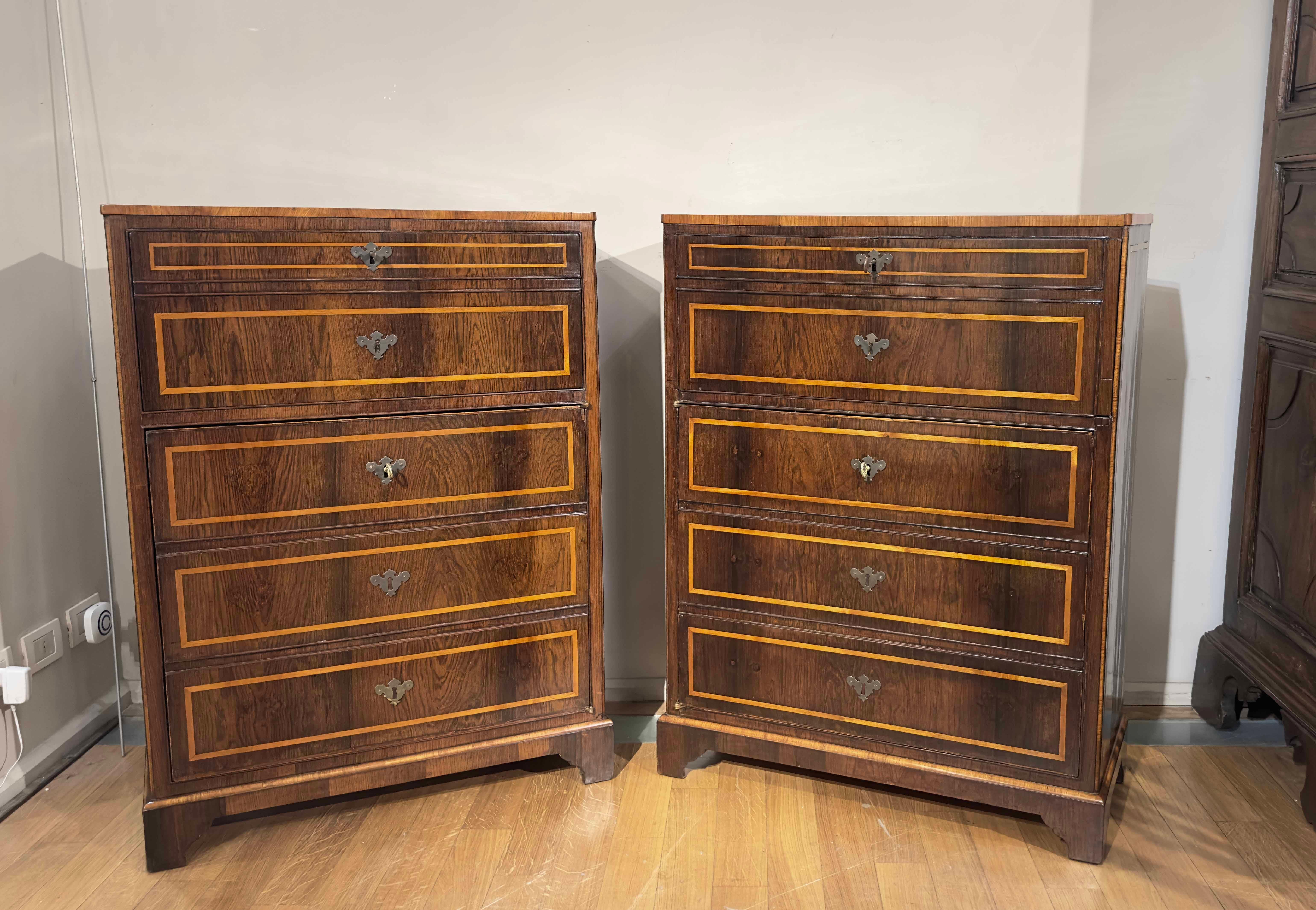 Pair of elegant sideboard cabinets with folding shelf, which transforms them into functional 