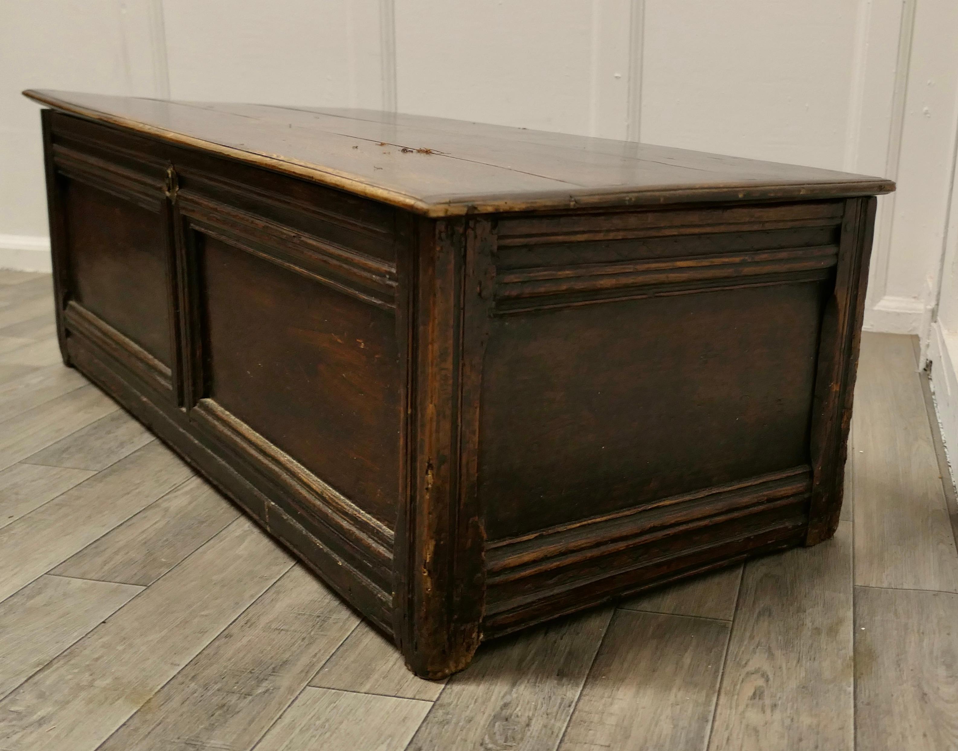 Early 19th Century Panelled Oak Coffer     For Sale 2
