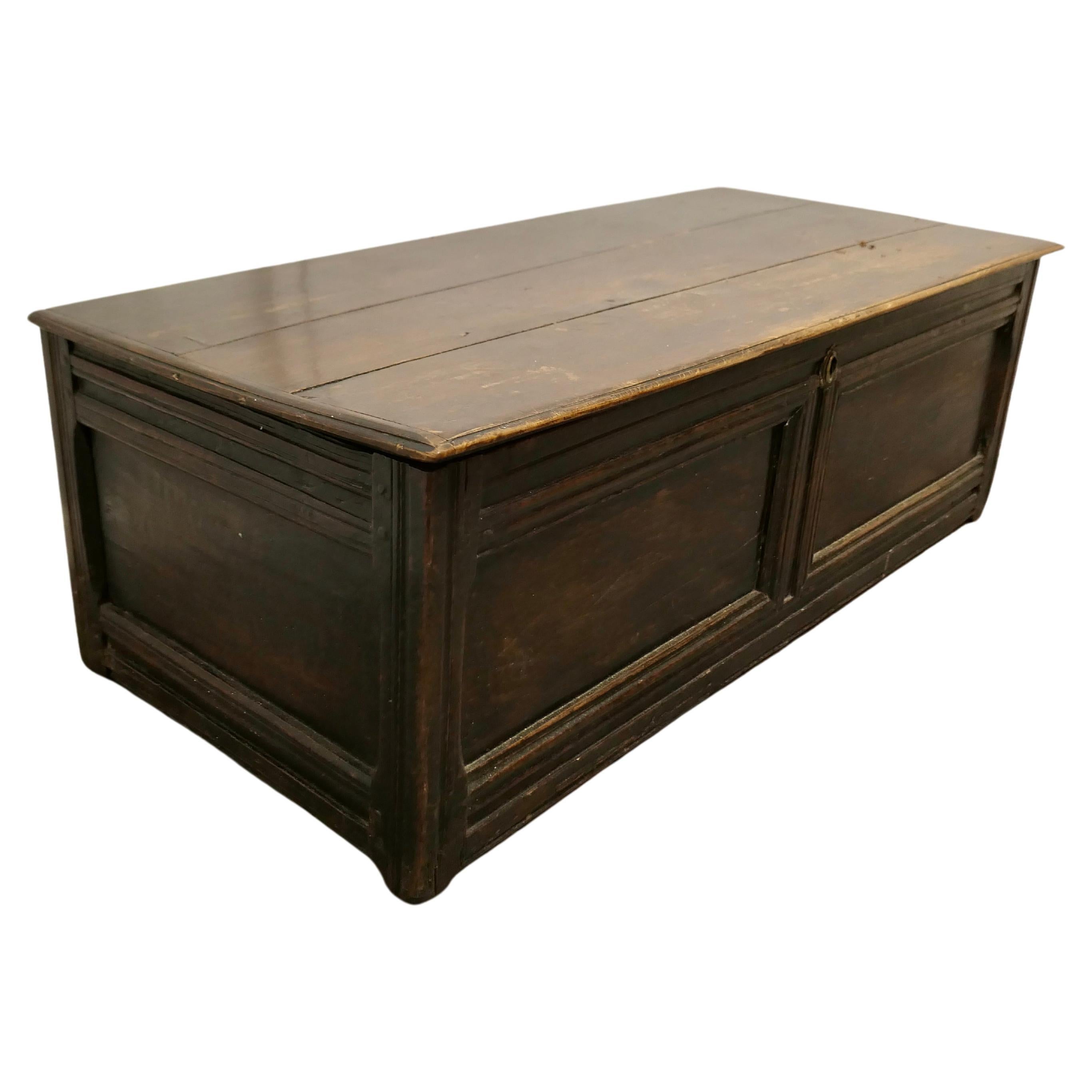 Early 19th Century Panelled Oak Coffer     For Sale