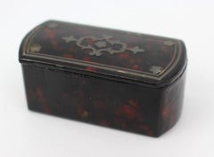 Early 19th Century Papier-Mâché Snuff Box with Silver Inlay, c.1820