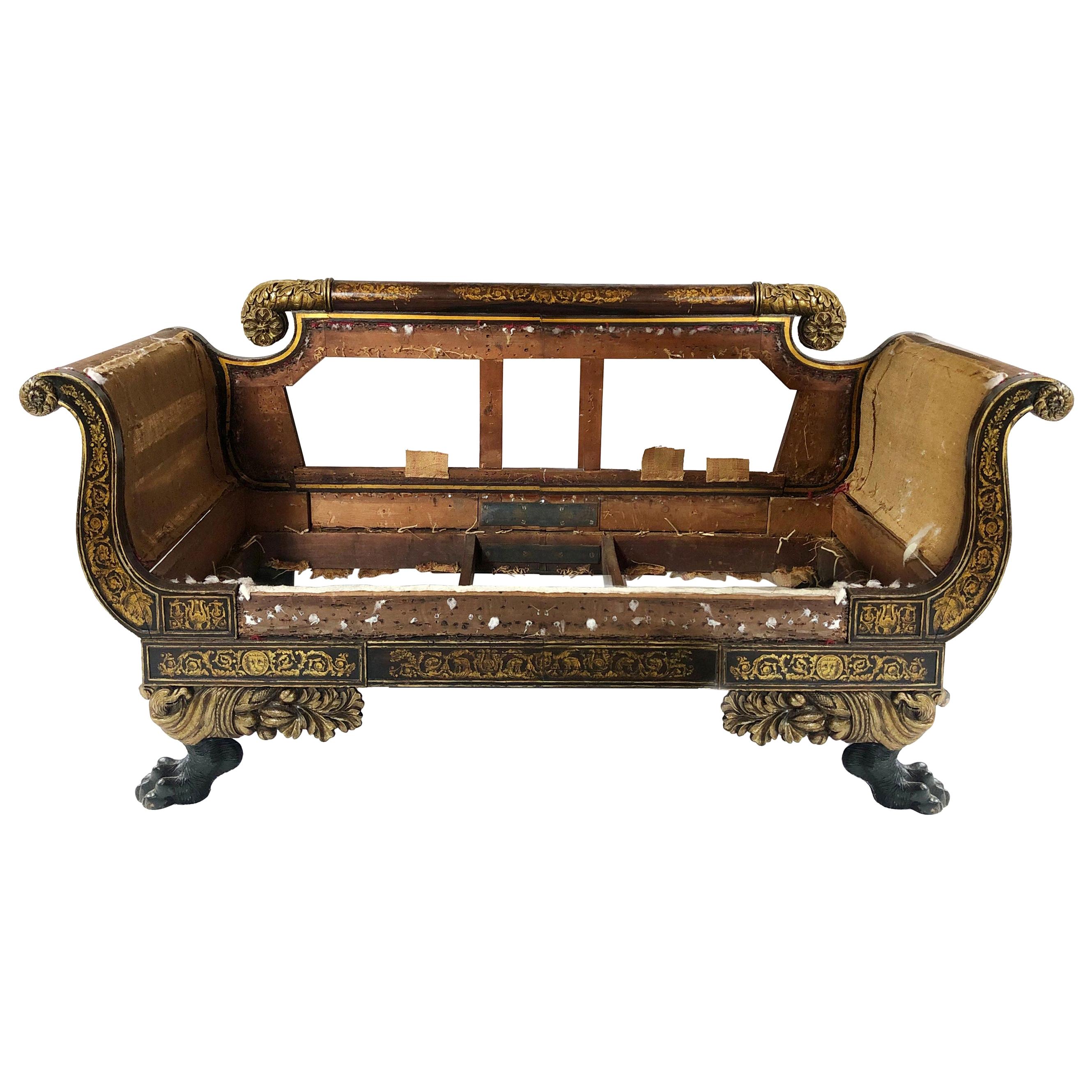 Early 19th Century Parcel-Gilt Grecian Sofa