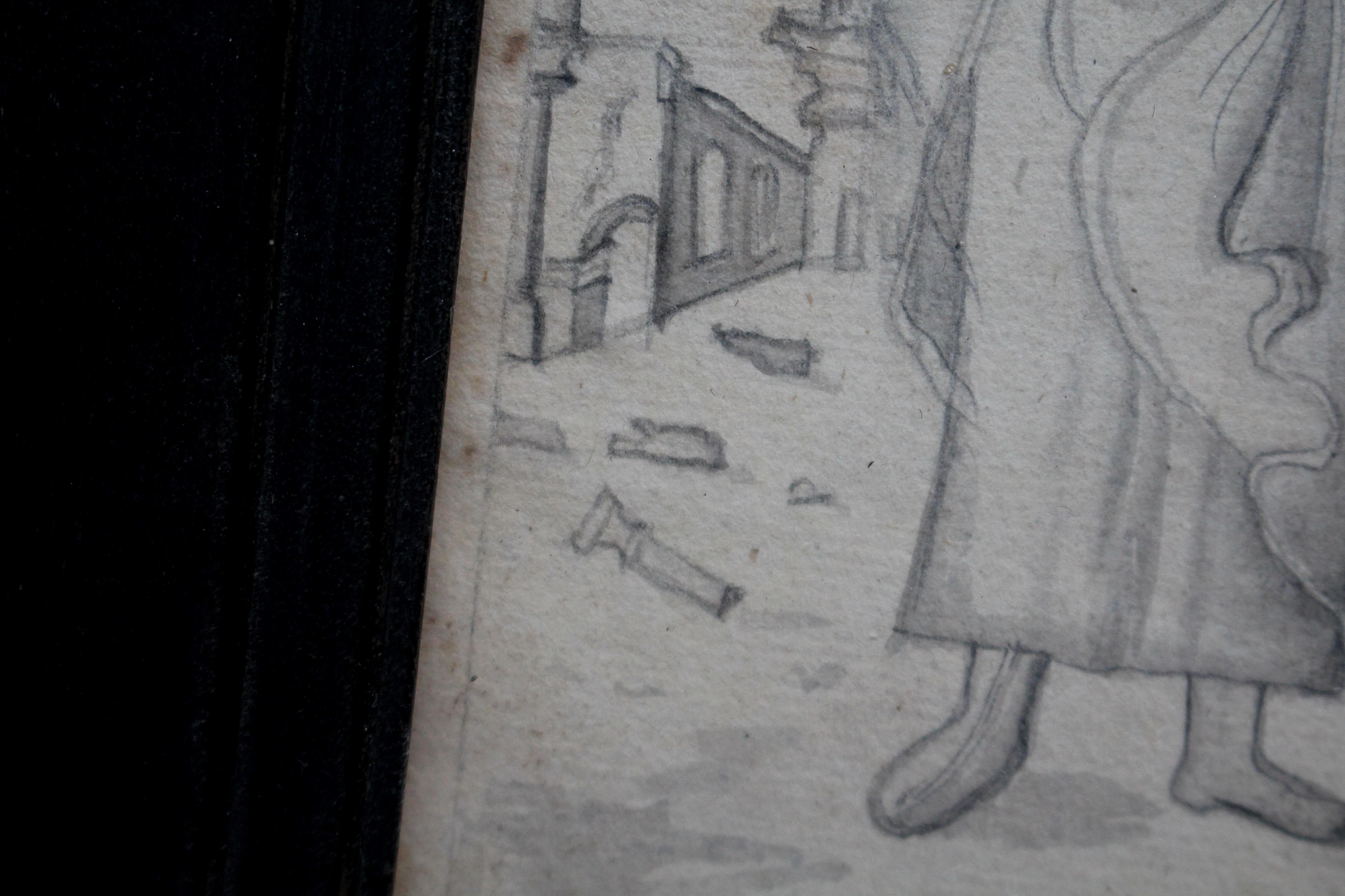 Boceto a lápiz de principios del siglo XIX, Guerrero y Divinos Gran Recorrido Medieval en venta 5