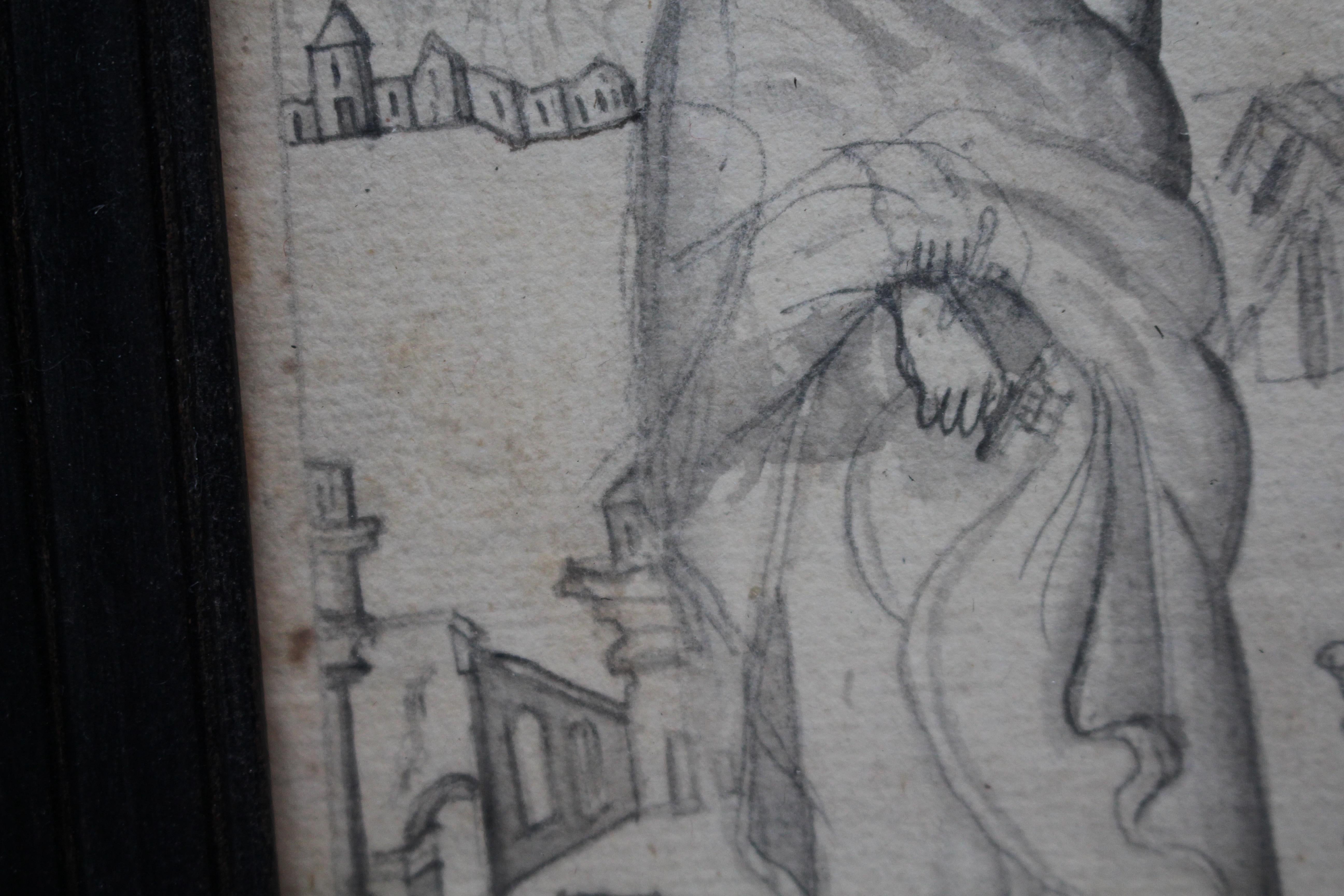 Boceto a lápiz de principios del siglo XIX, Guerrero y Divinos Gran Recorrido Medieval en venta 4
