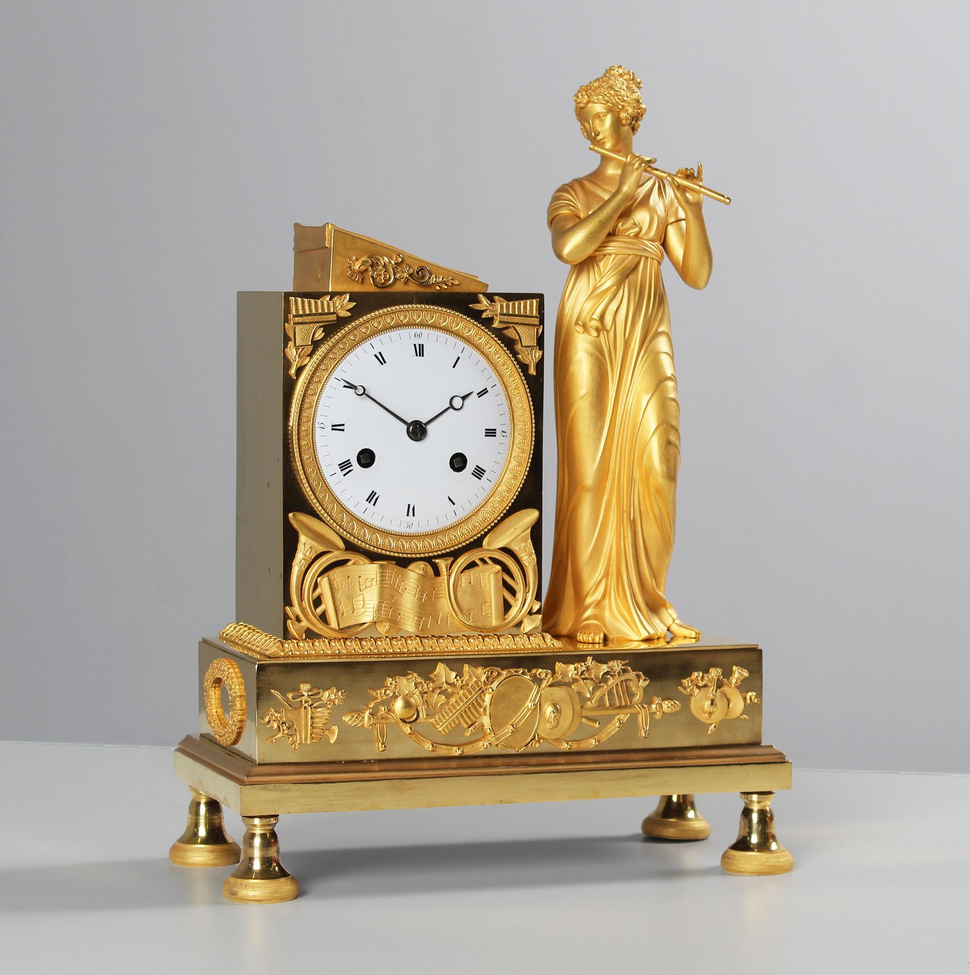 Early 19th Century Pendule, Empire Mantel Clock, Bronze Gilded, France, c. 1815 In Excellent Condition In Greven, DE