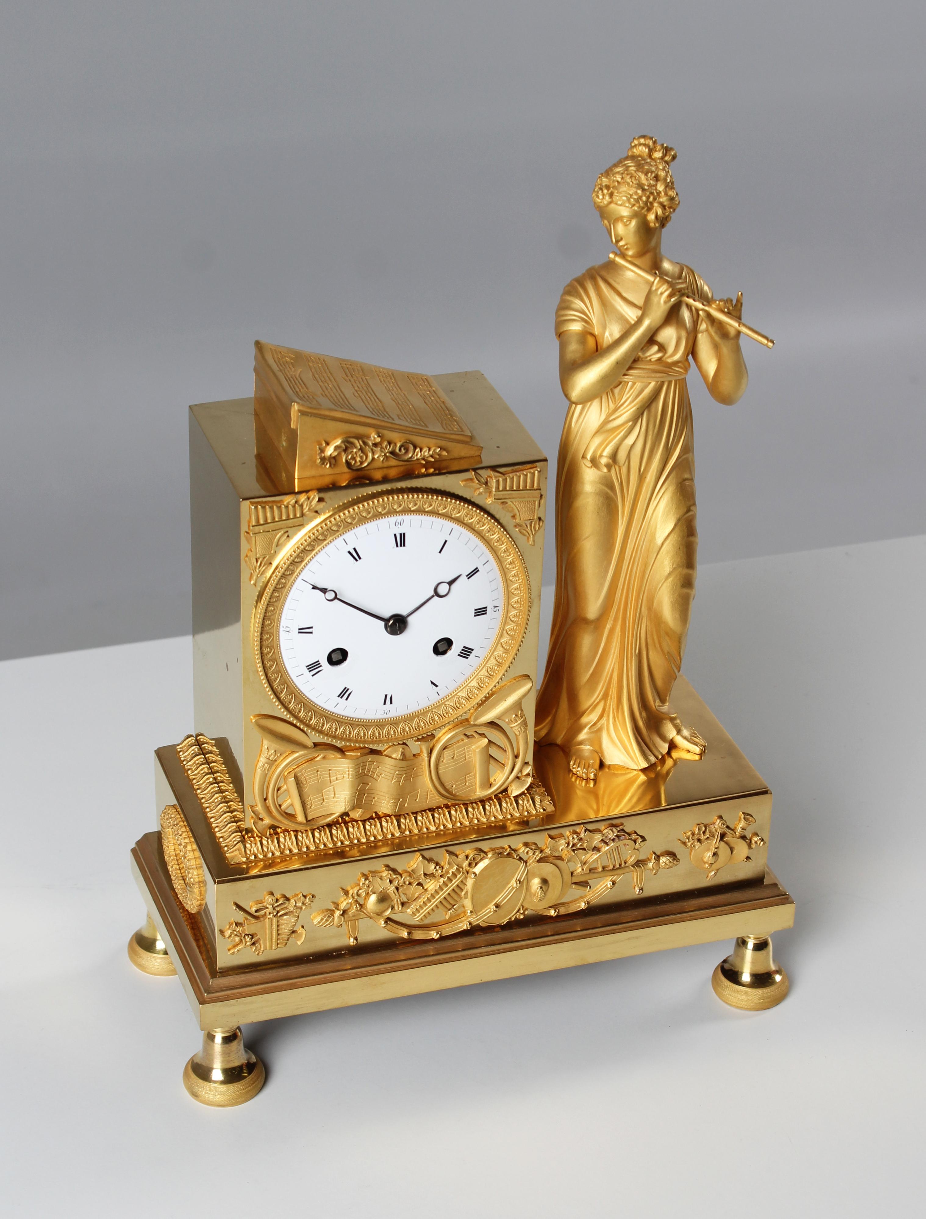 Early 19th Century Pendule, Empire Mantel Clock, Bronze Gilded, France, c. 1815 1