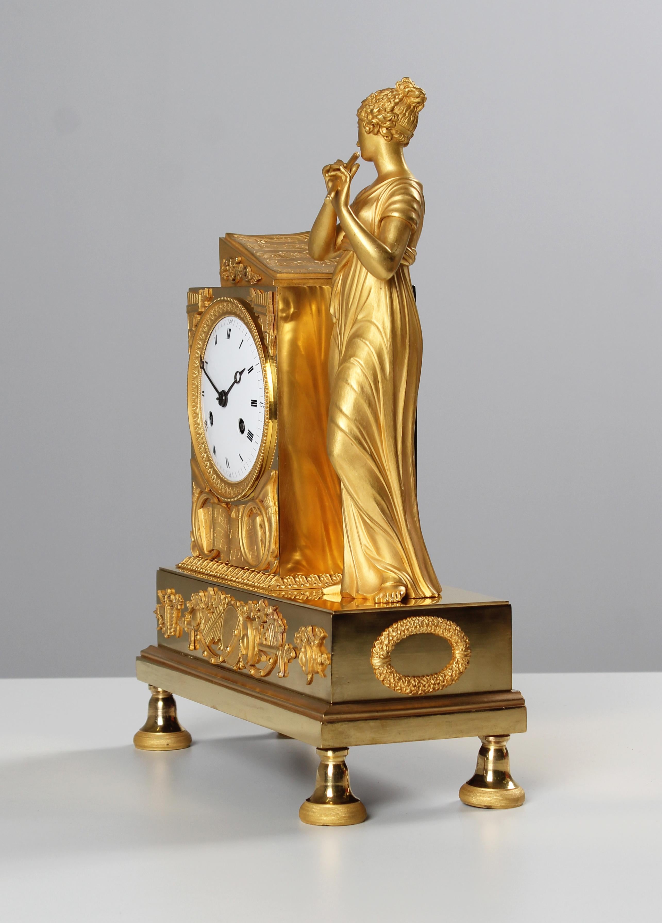 Early 19th Century Pendule, Empire Mantel Clock, Bronze Gilded, France, c. 1815 2