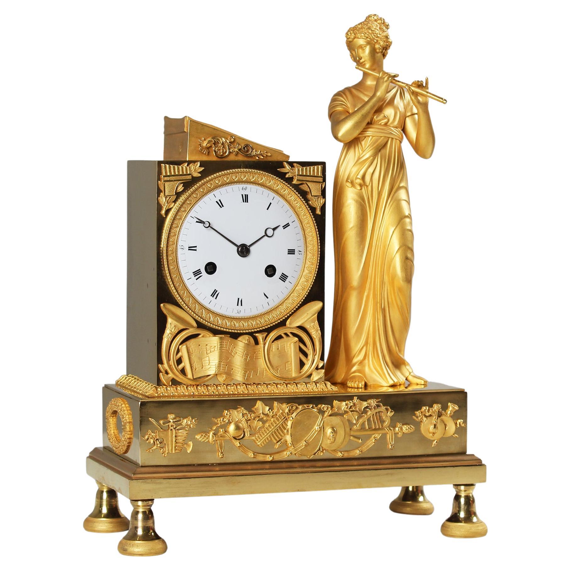 Early 19th Century Pendule, Empire Mantel Clock, Bronze Gilded, France, c. 1815