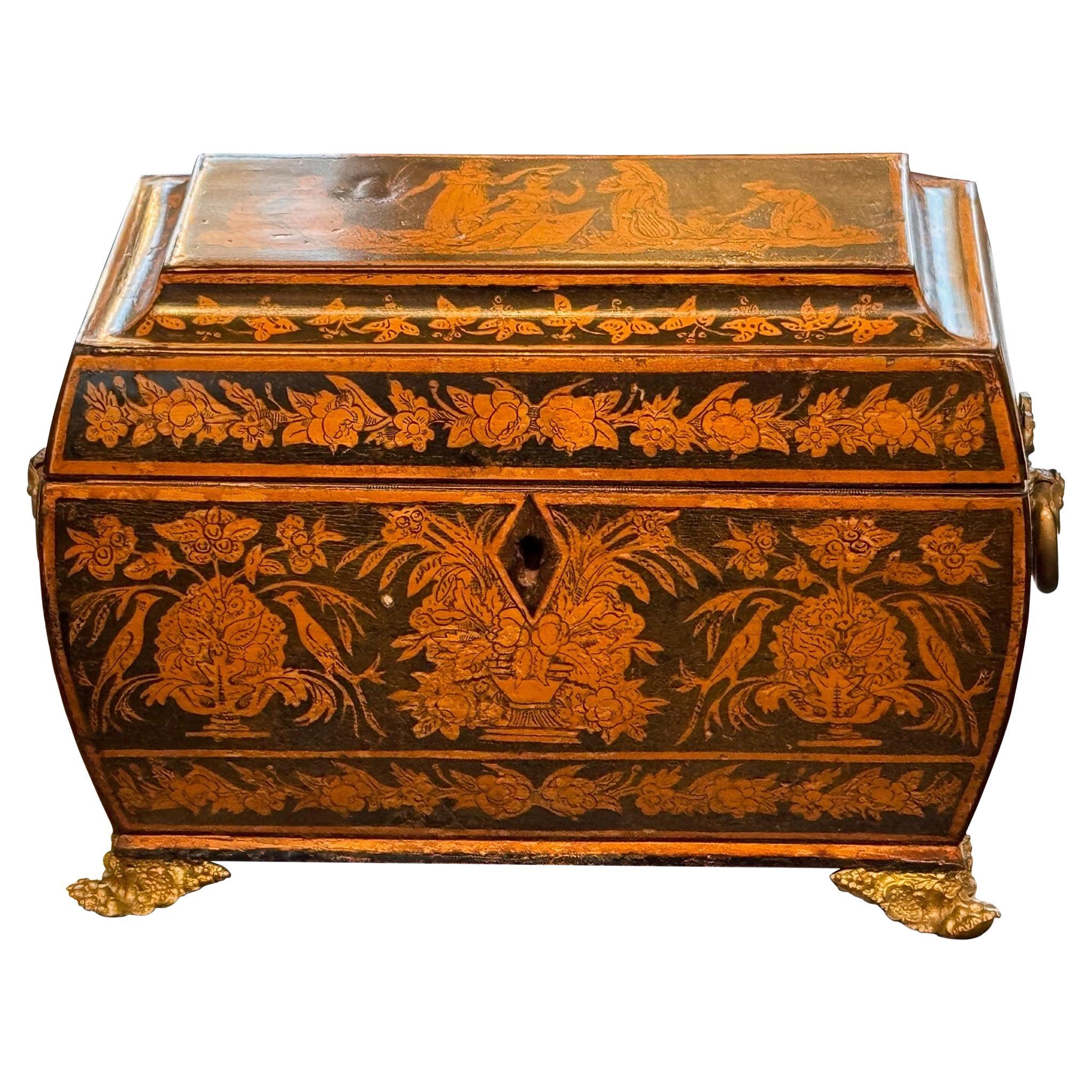 Early 19th Century Penwork Tea Caddy