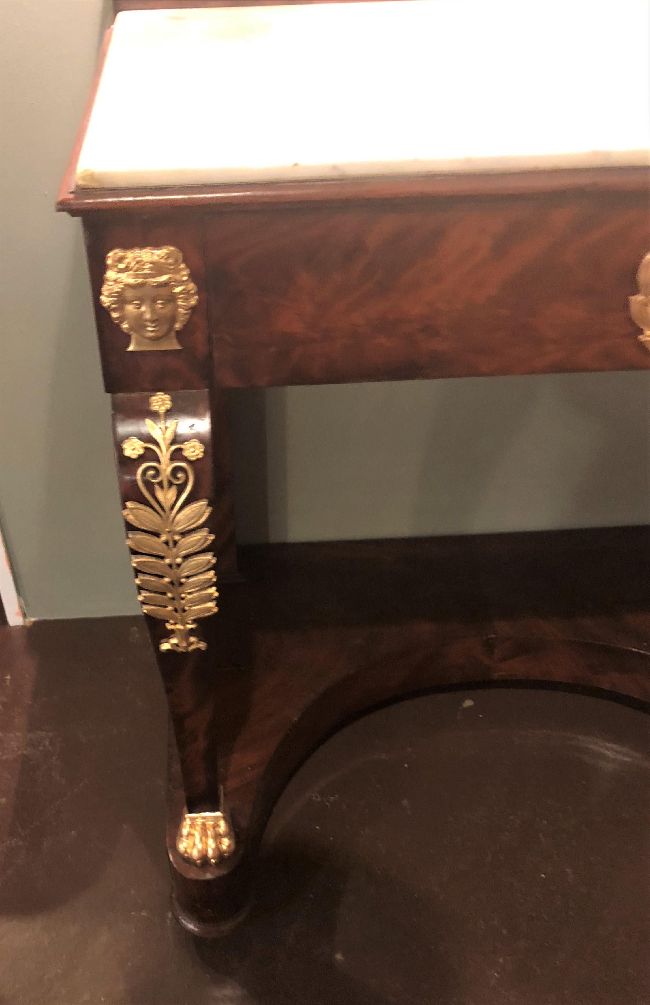 Early 19th Century Period Empire Vanity Desk with Mirror and Sconces 13