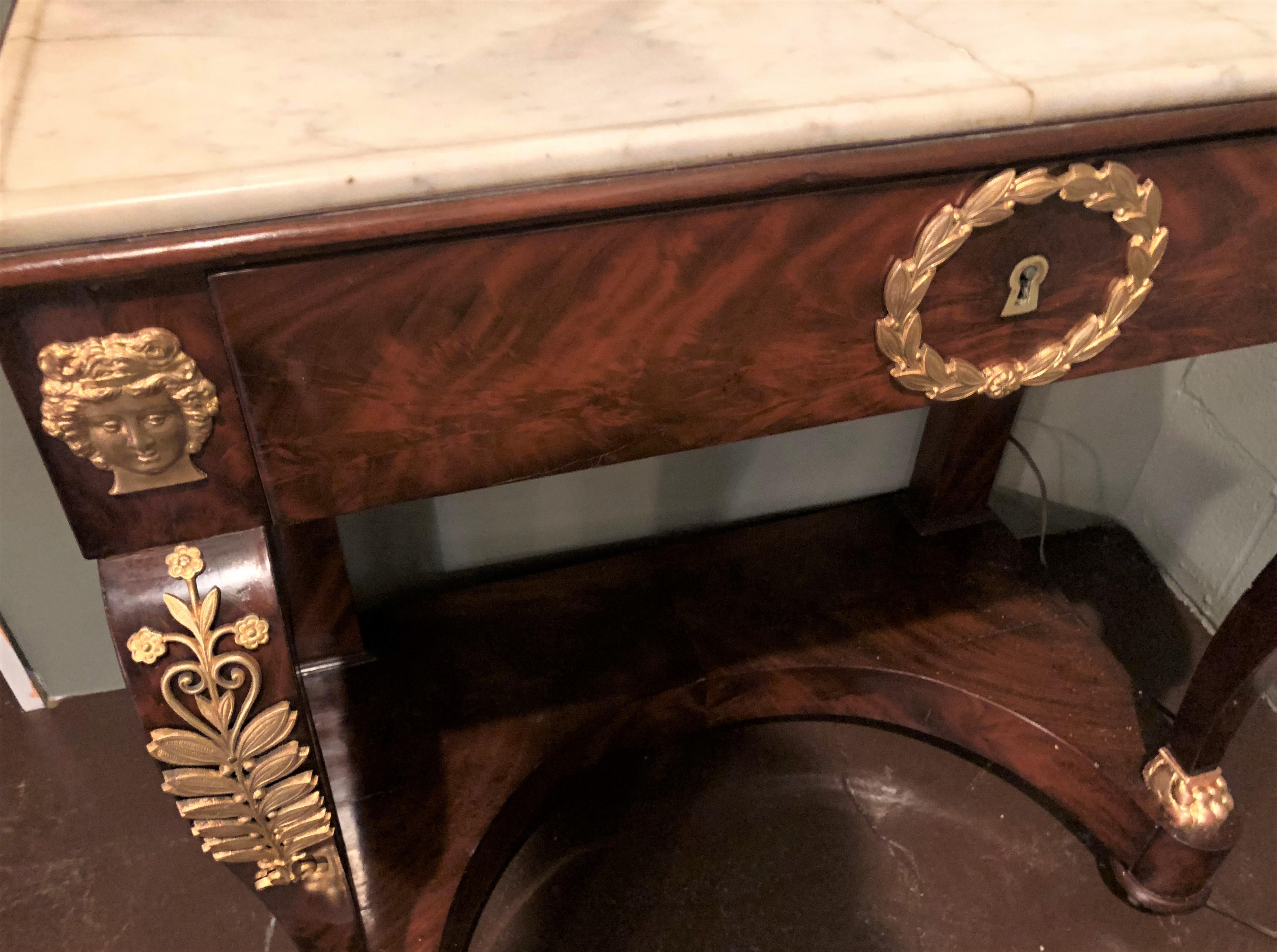 Early 19th Century Period Empire Vanity Desk with Mirror and Sconces 2