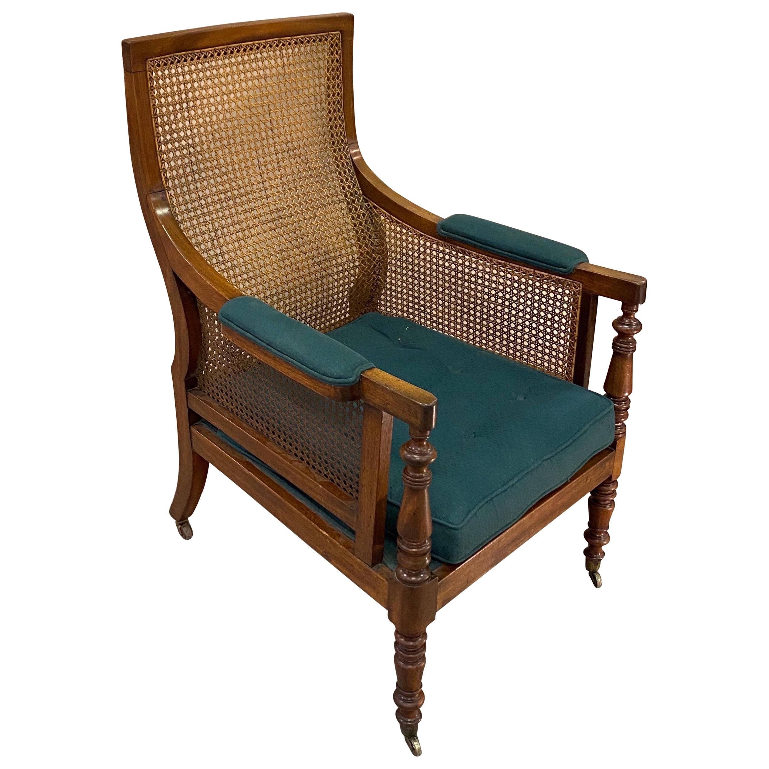 Early 19th Century Period English Mahogany and Cane Library Chair