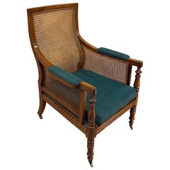 Early 19th Century Period English Mahogany and Cane Library Chair