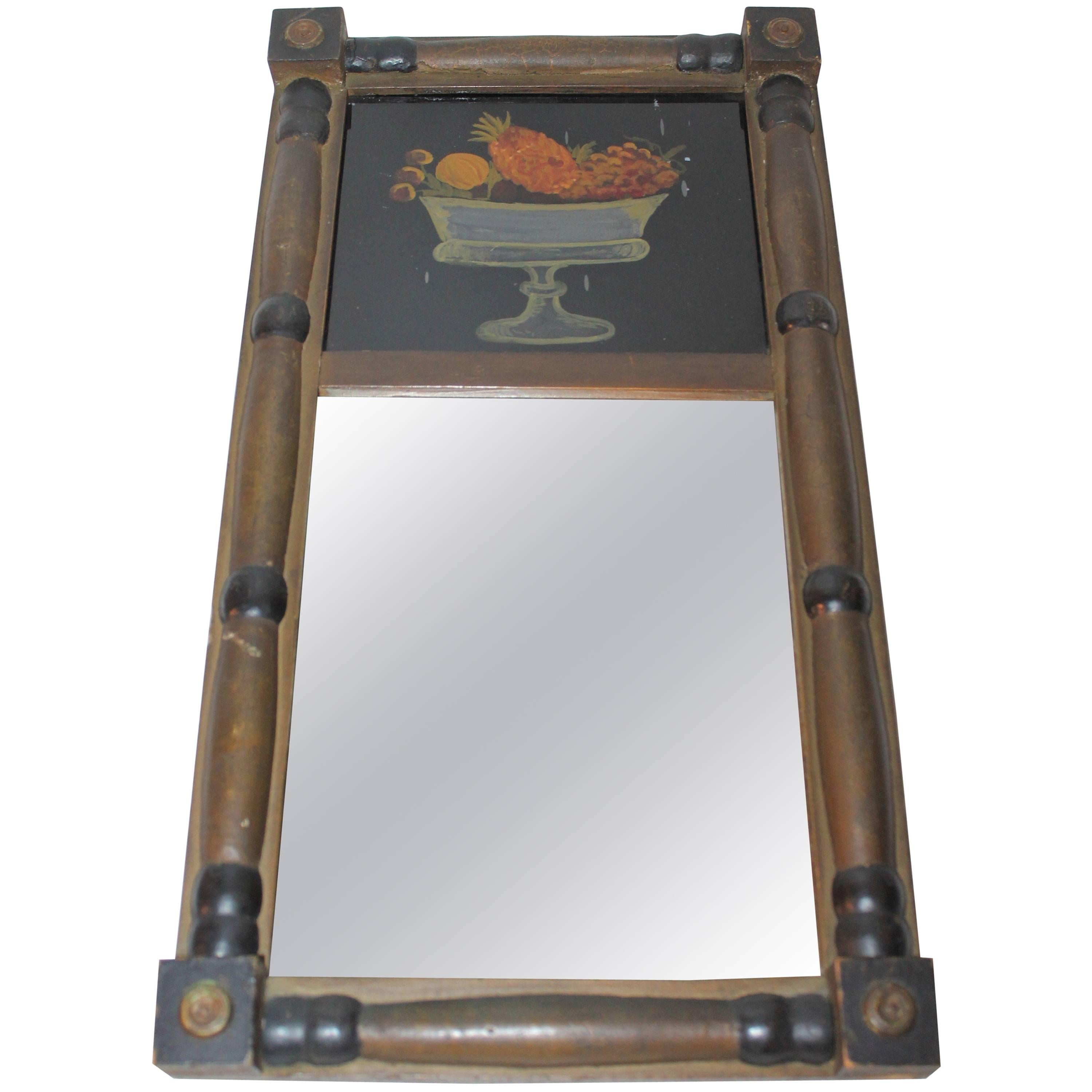 Early 19th Century Period Sheraton Original Reverse Painted Mirror