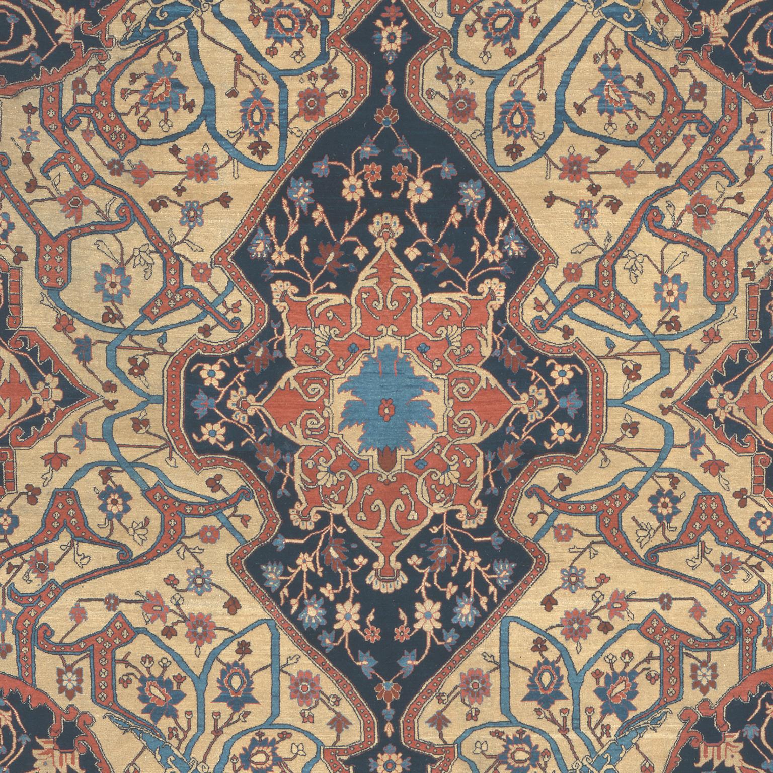 Heriz Serapi Early 19th Century Persian Heriz Rug For Sale